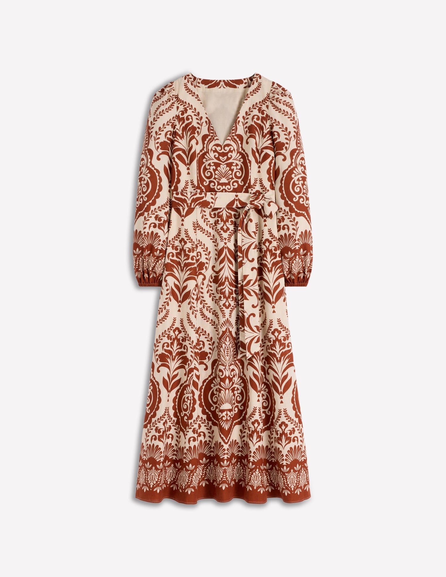 Florence Linen Blend Dress-Orange, Ornamental Garden