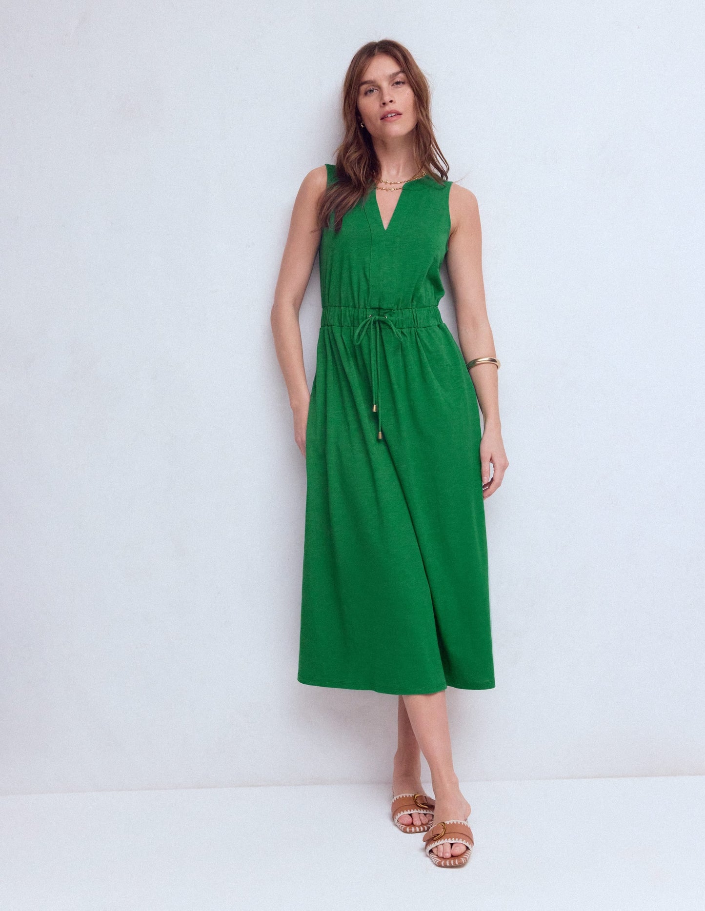 Delphine Midi Jersey Dress-Fresh Green