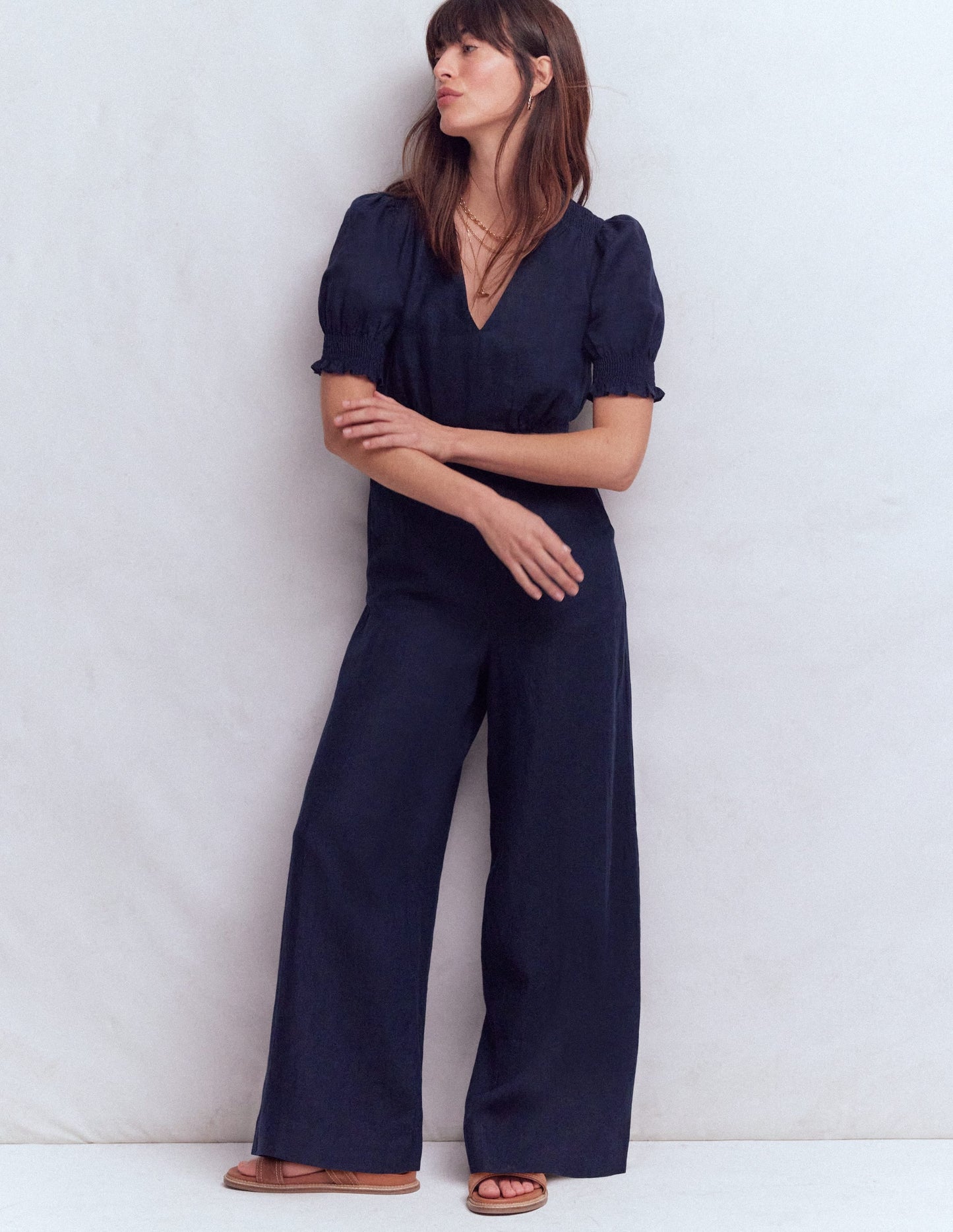 Anna Linen Jumpsuit-Navy