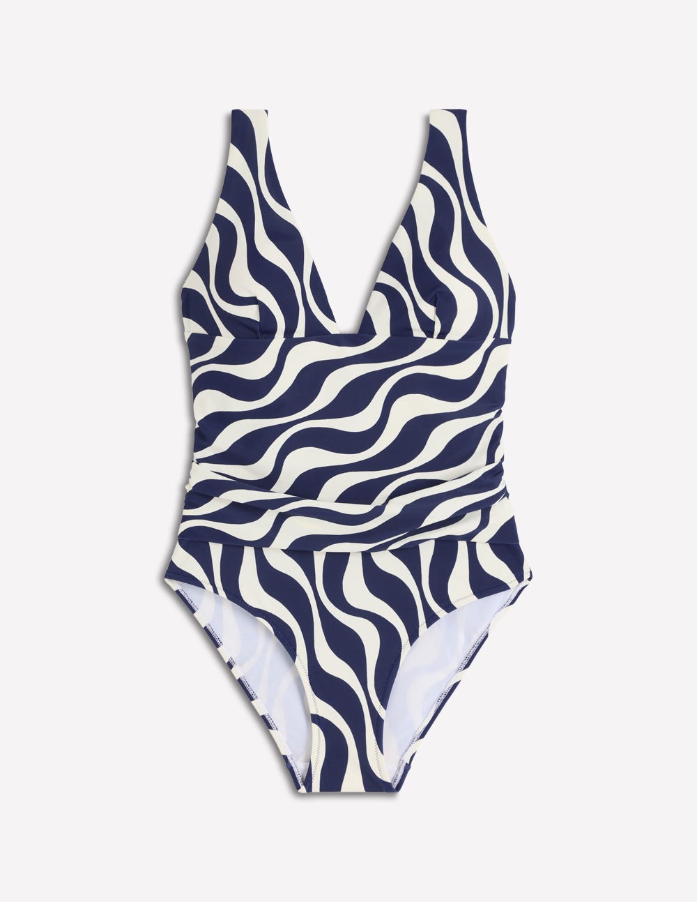 Mykonos Deep V Swimsuit-Navy, Rhythmic Wave