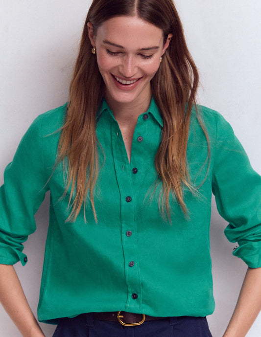 Sienna Linen Shirt-Deep Teal
