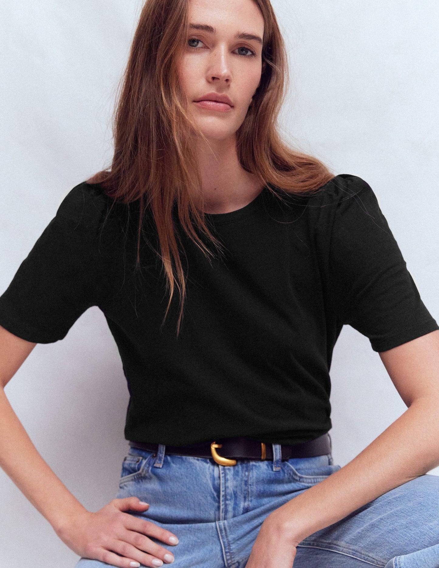 Sophie Puff Sleeve T-shirt-Black