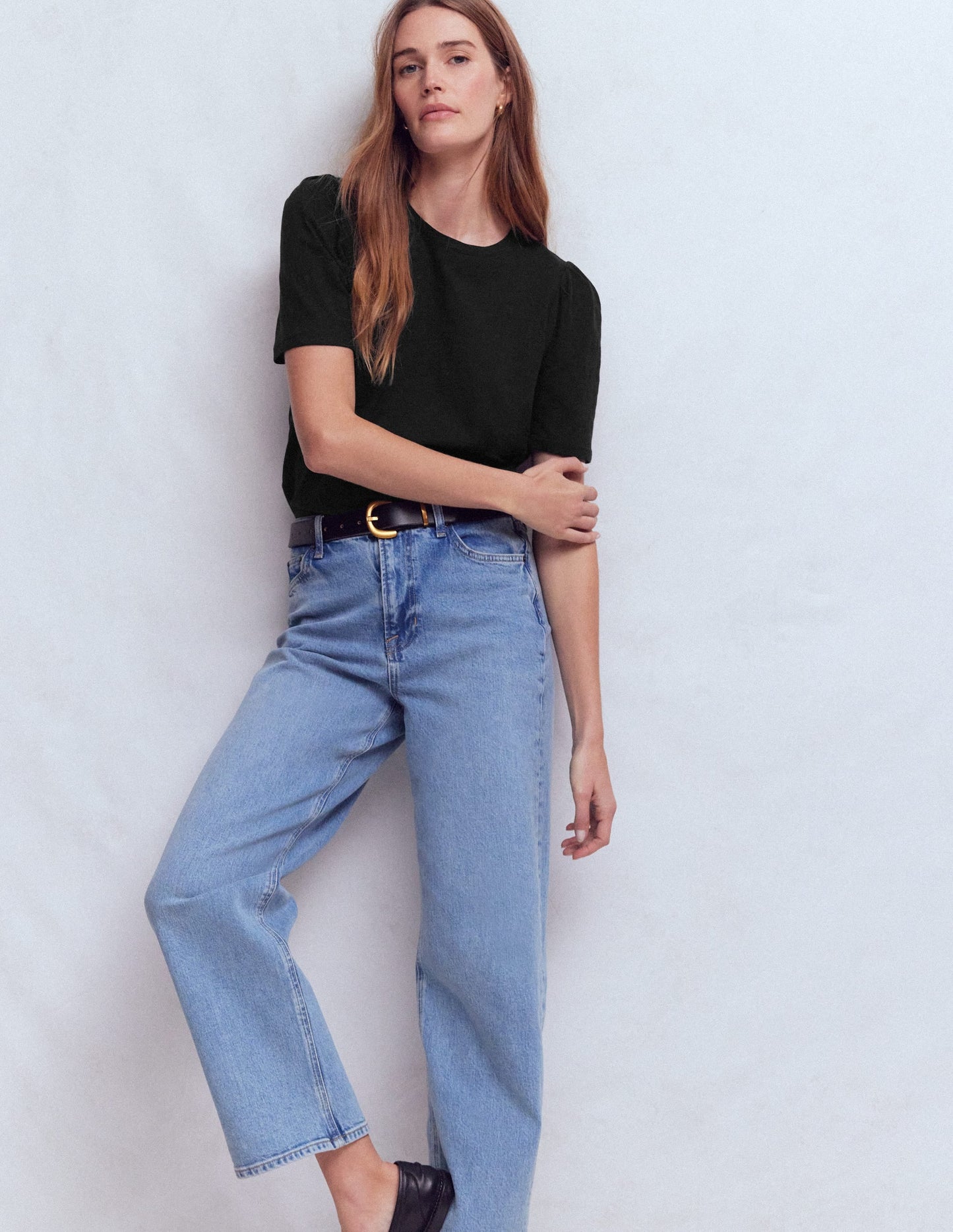 Sophie Puff Sleeve T-shirt-Black