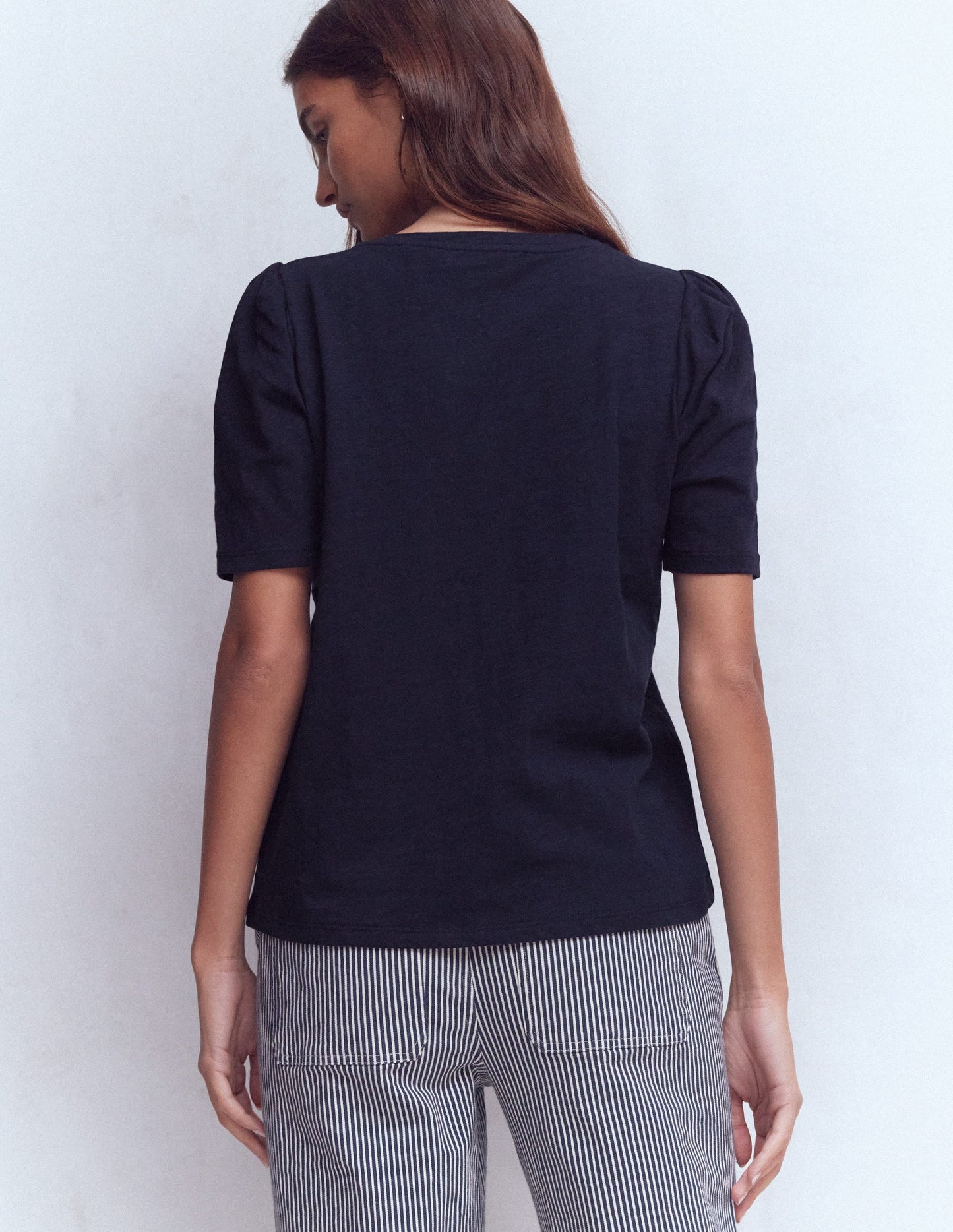 Sophie Puff Sleeve T-shirt-Navy