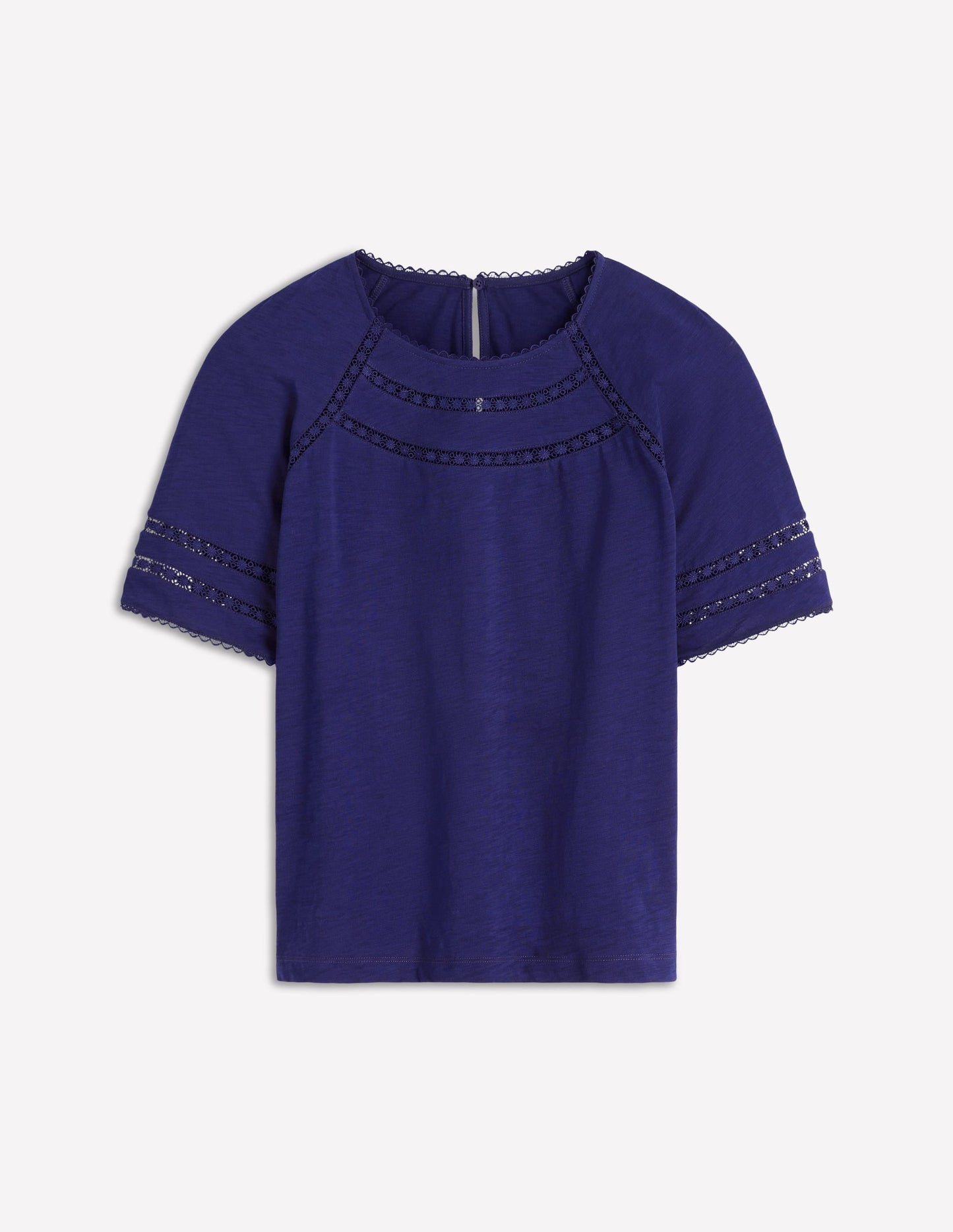 Poppy Trim Crew T-shirt-Blue Twilight