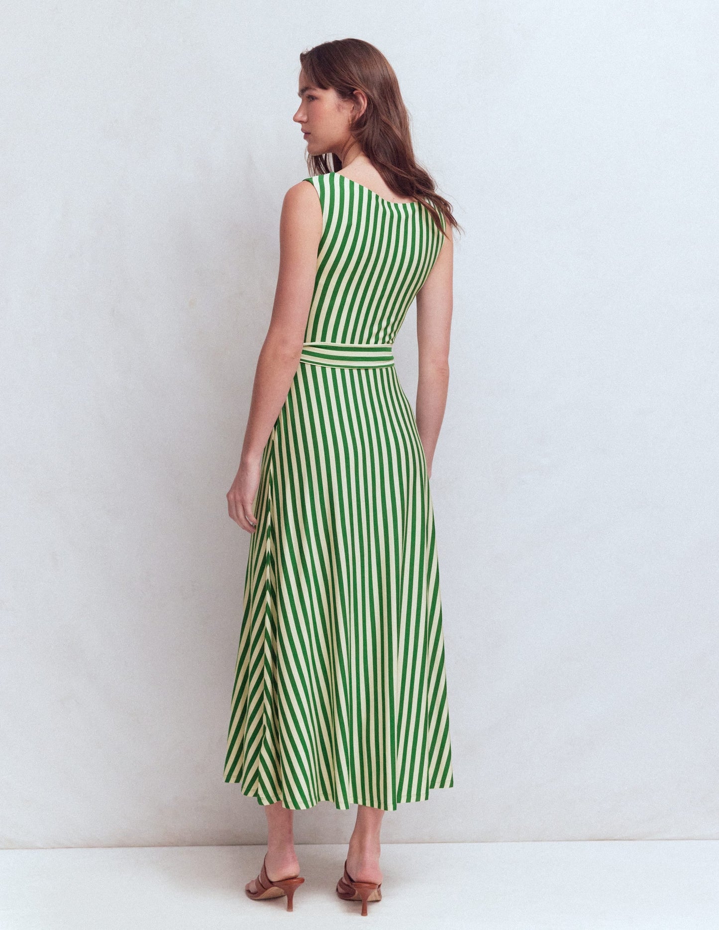 Tamsin Jersey Midi Dress-Fresh Green and Ivory Stripe