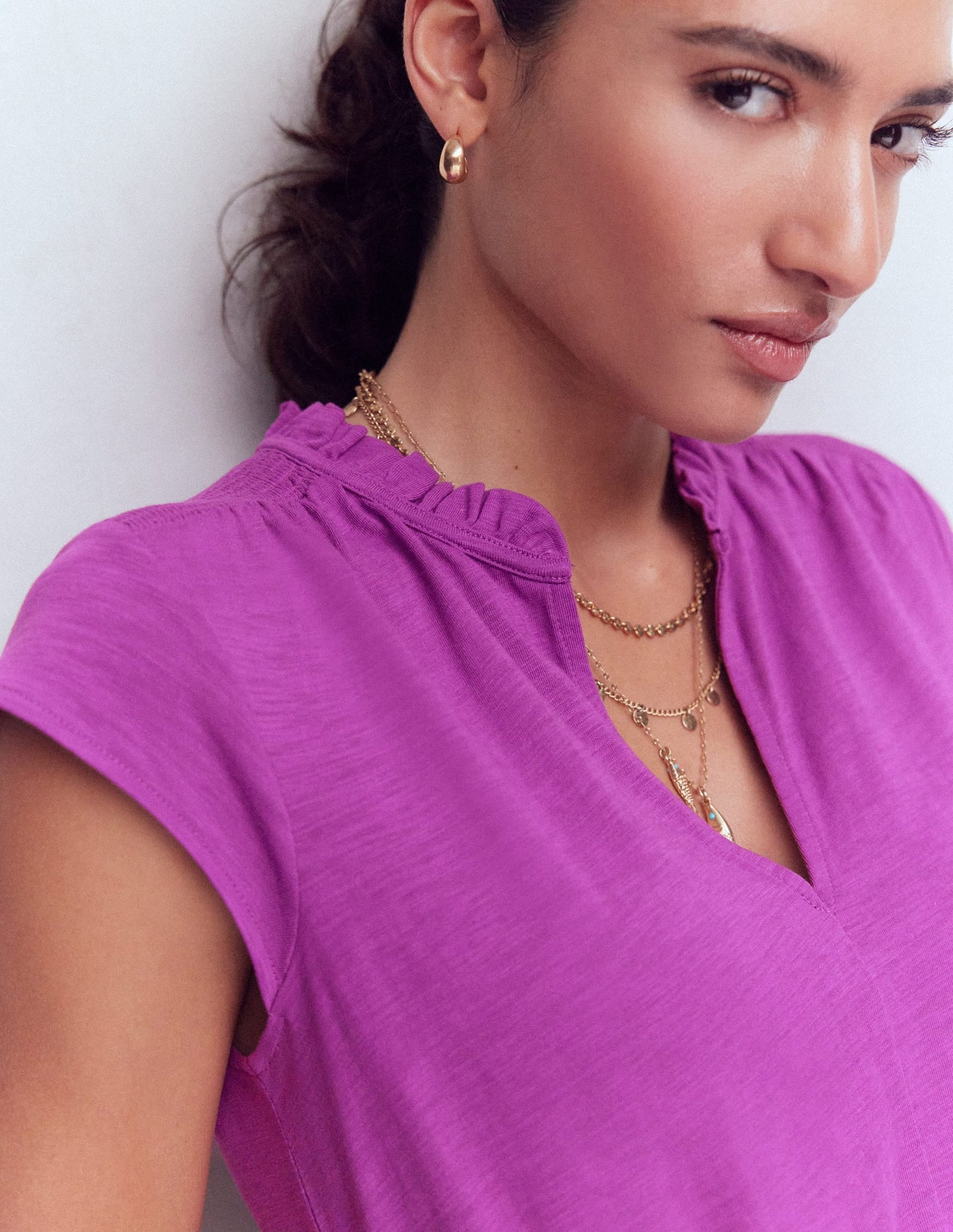 Alba Smocked Jersey Midi Dress-Damson
