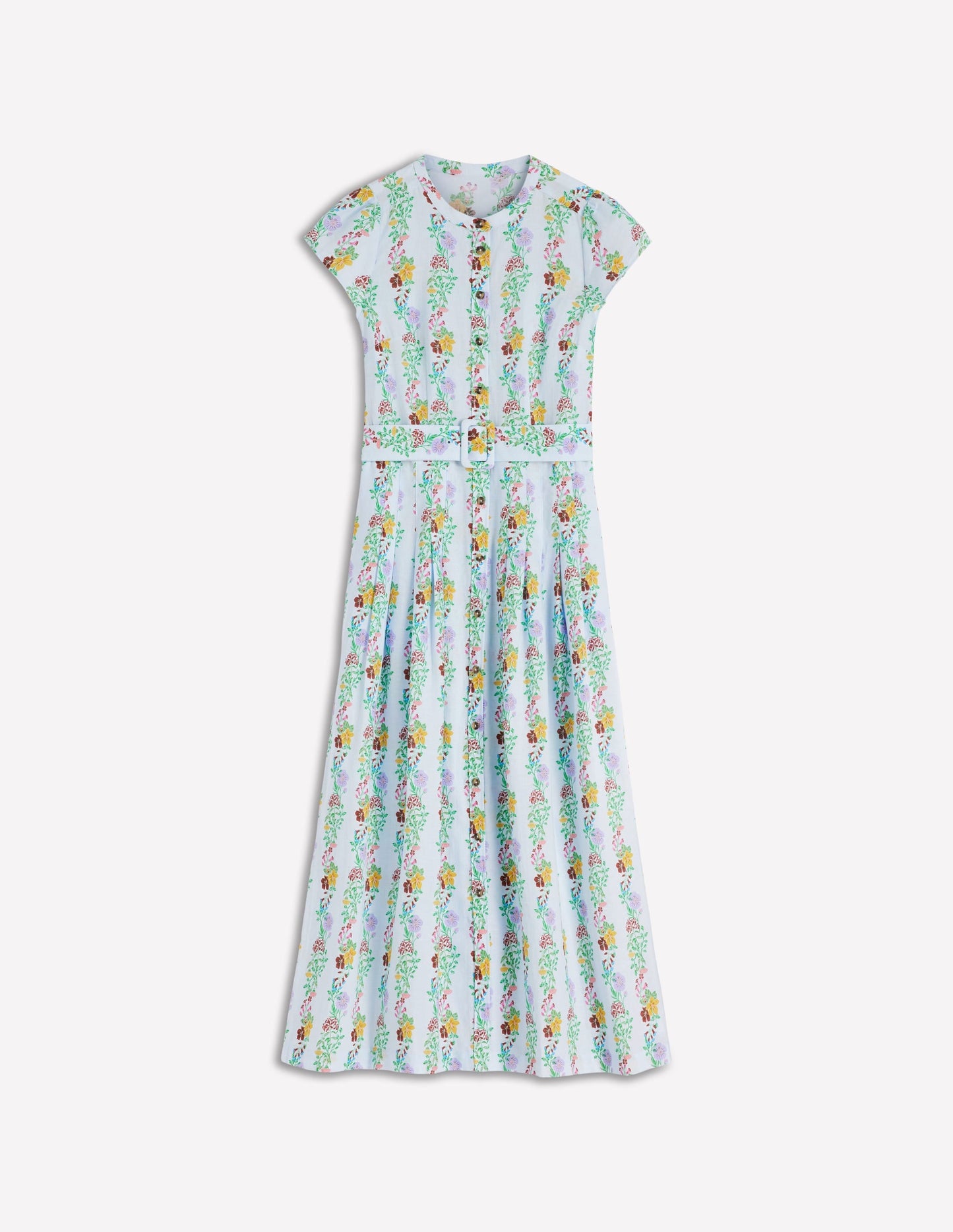 Arabella Linen Blend Dress-Ice Cube Blue, Blossom Trail