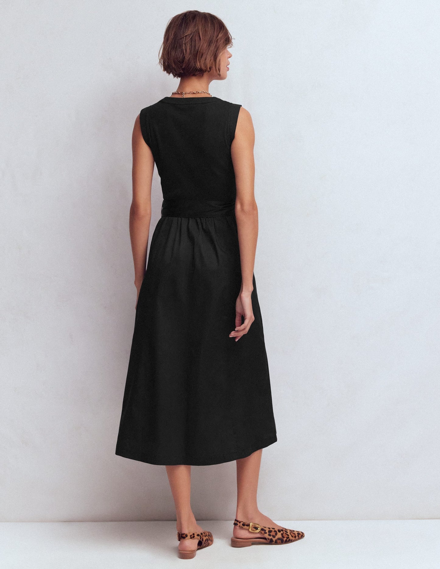 Zip-front Mix Media Dress-Black