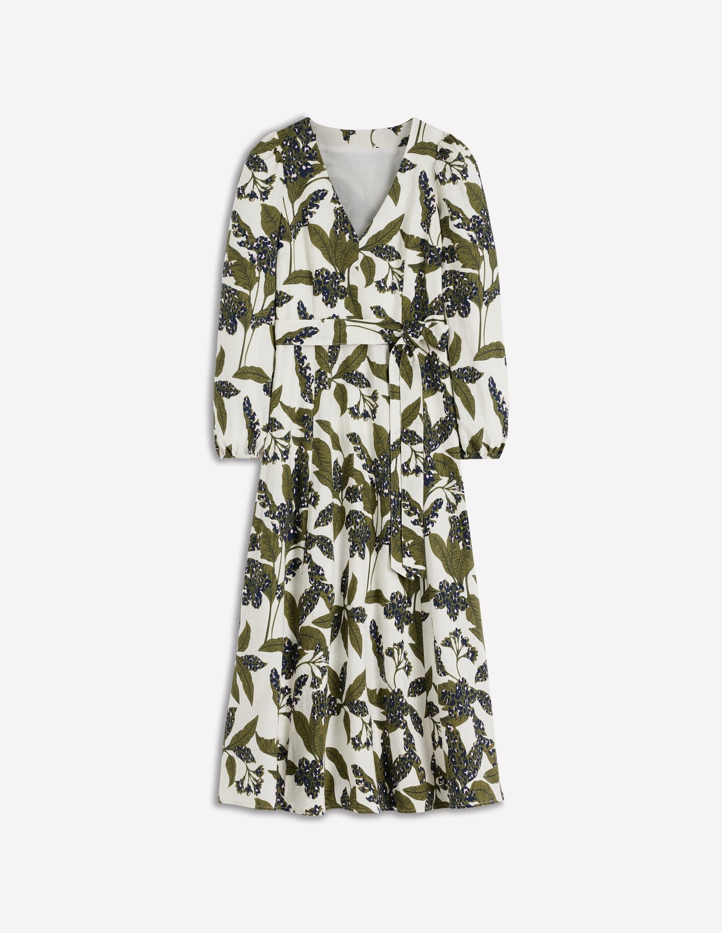 Florence Linen Blend Dress-Olive Leopard Flora