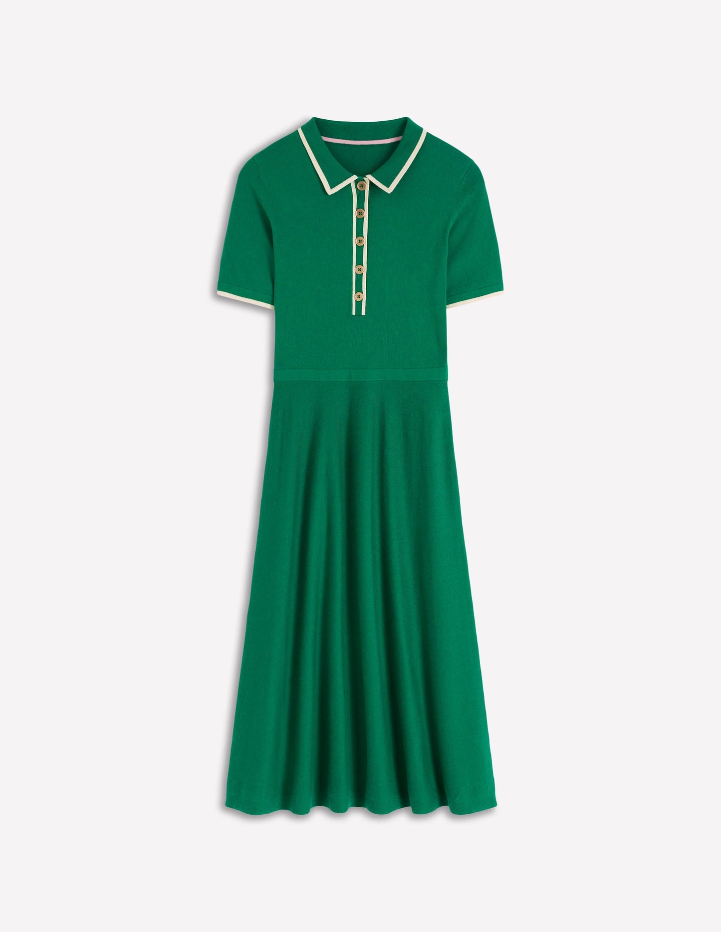 Collared Knitted Midi Dress-Fresh Green