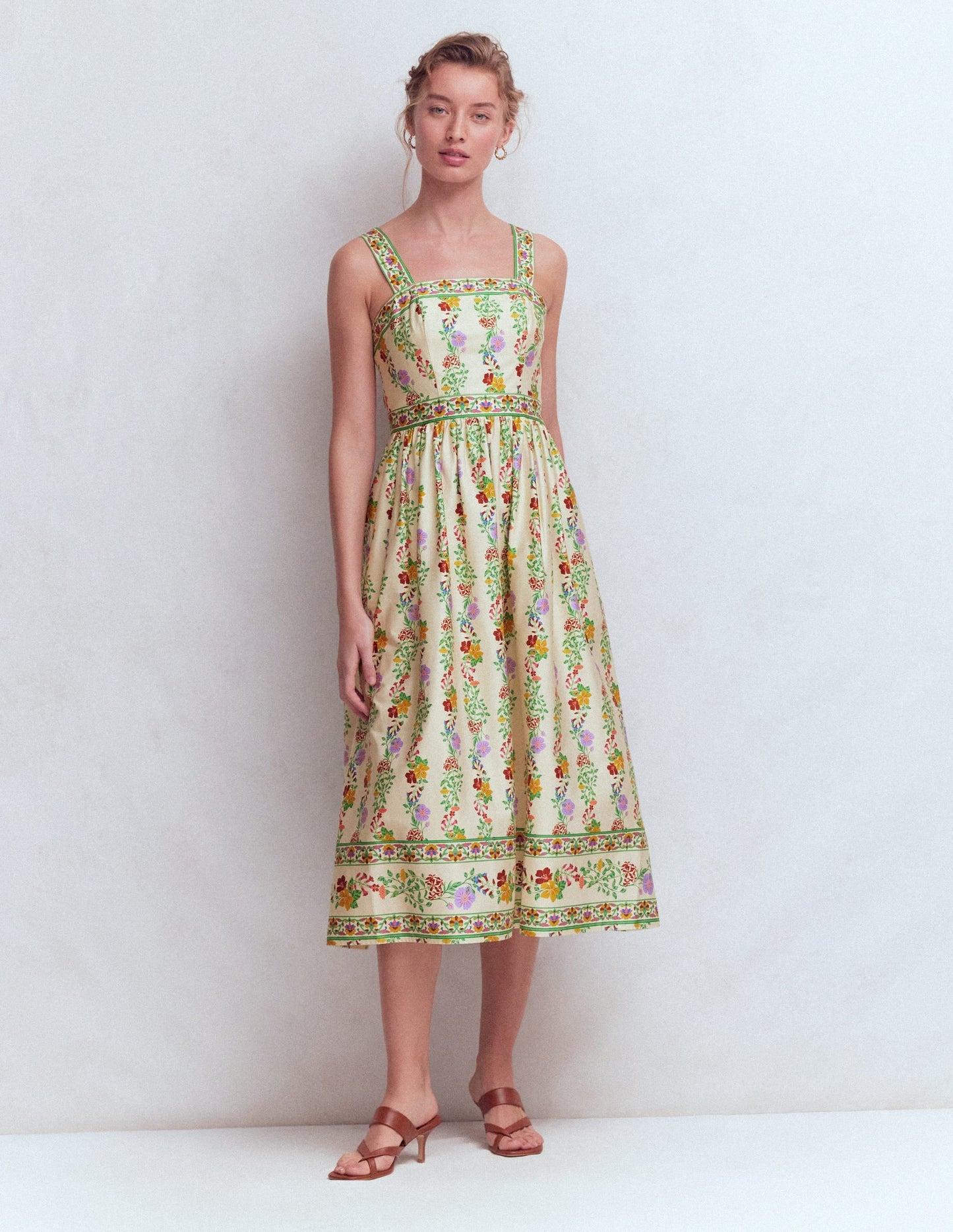Square Neck Occasion Dress-Ivory, Blossom Trail