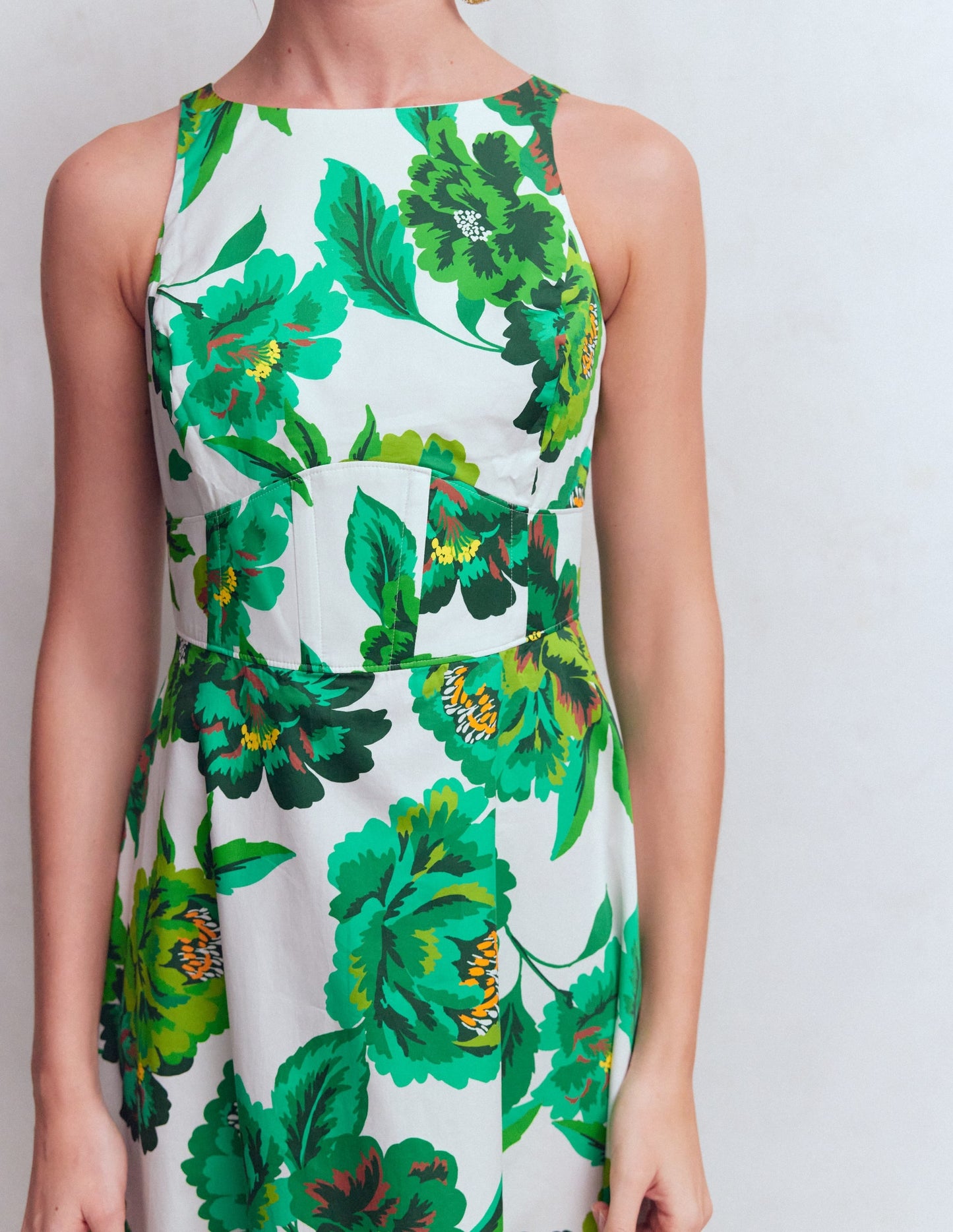 Silvia Boned Bodice Maxi Dress-Green Opulent Blossom