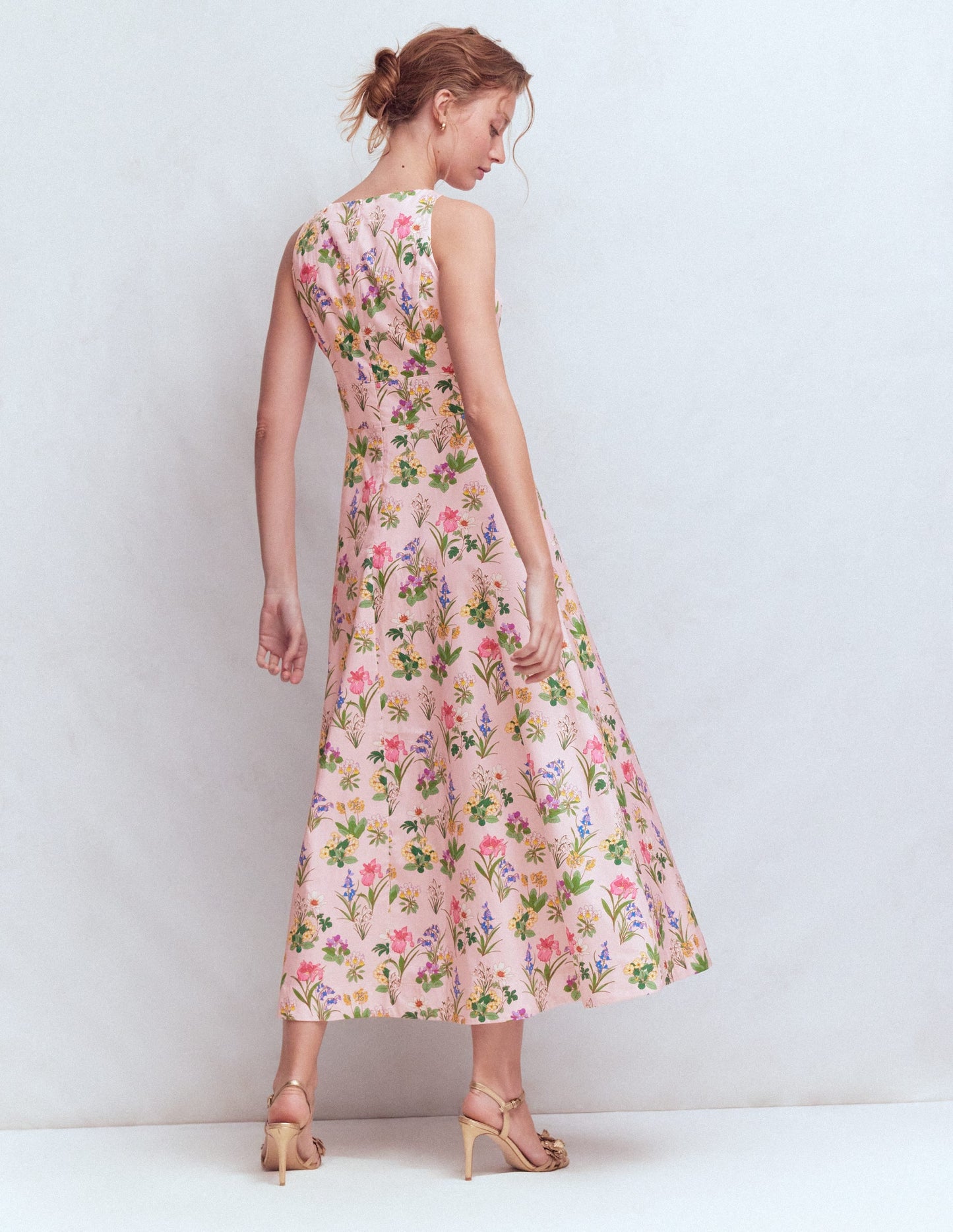 Silvia Boned Bodice Maxi Dress-French Pink, Delicate Blossom