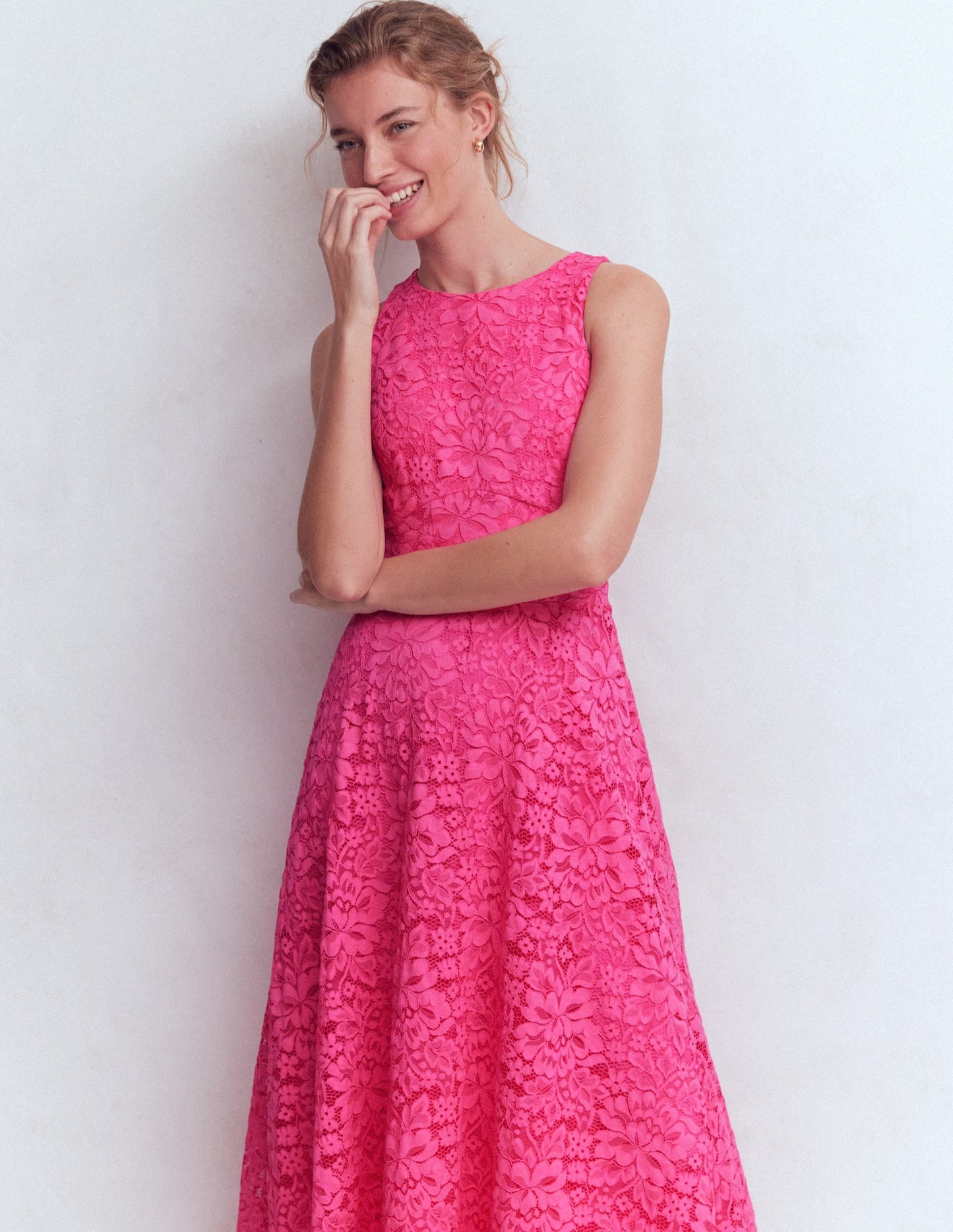 Silvia Boned Bodice Maxi Dress-Pink Punch Lace