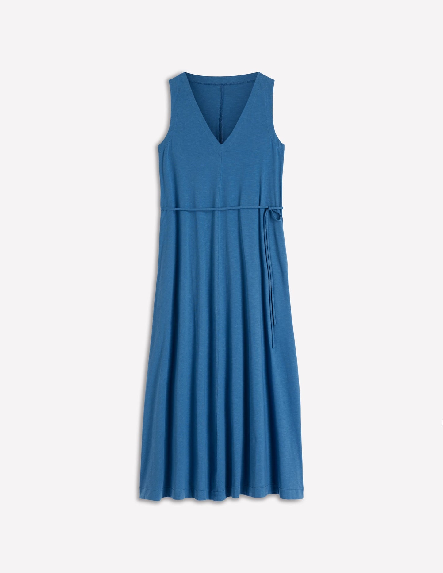 Mia V-neck Jersey Midi Dress-Tourmaline Blue