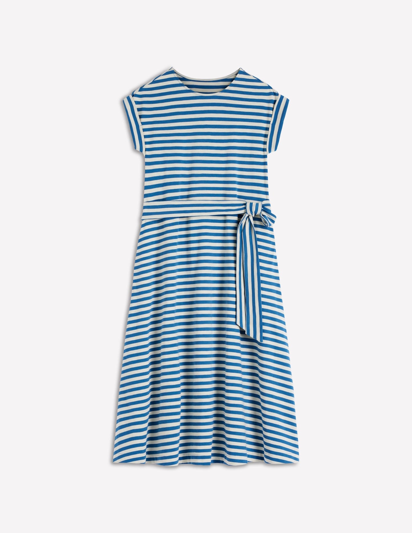 Eve Jersey Midi Dress-Blue and Ivory Stripe