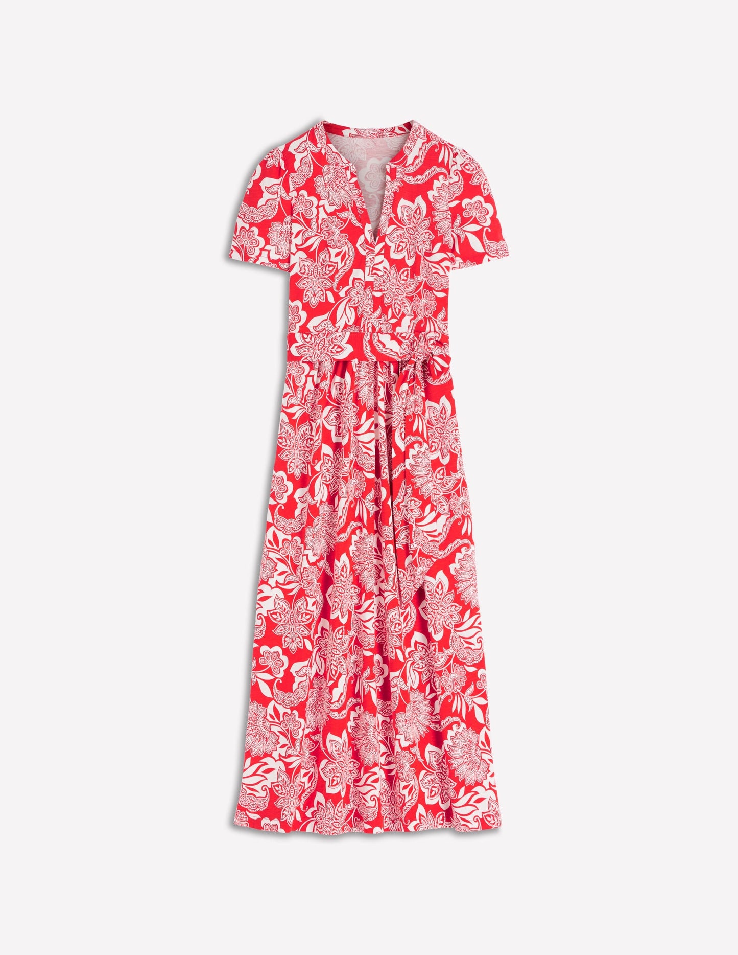 Naomi Jersey Midi Dress-Blood Orange, Elegant Blossom