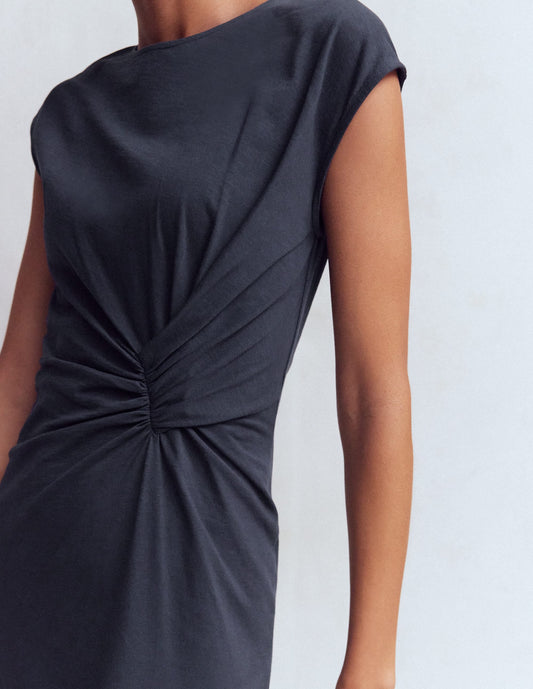 Delilah Twisted Midi Dress-Navy