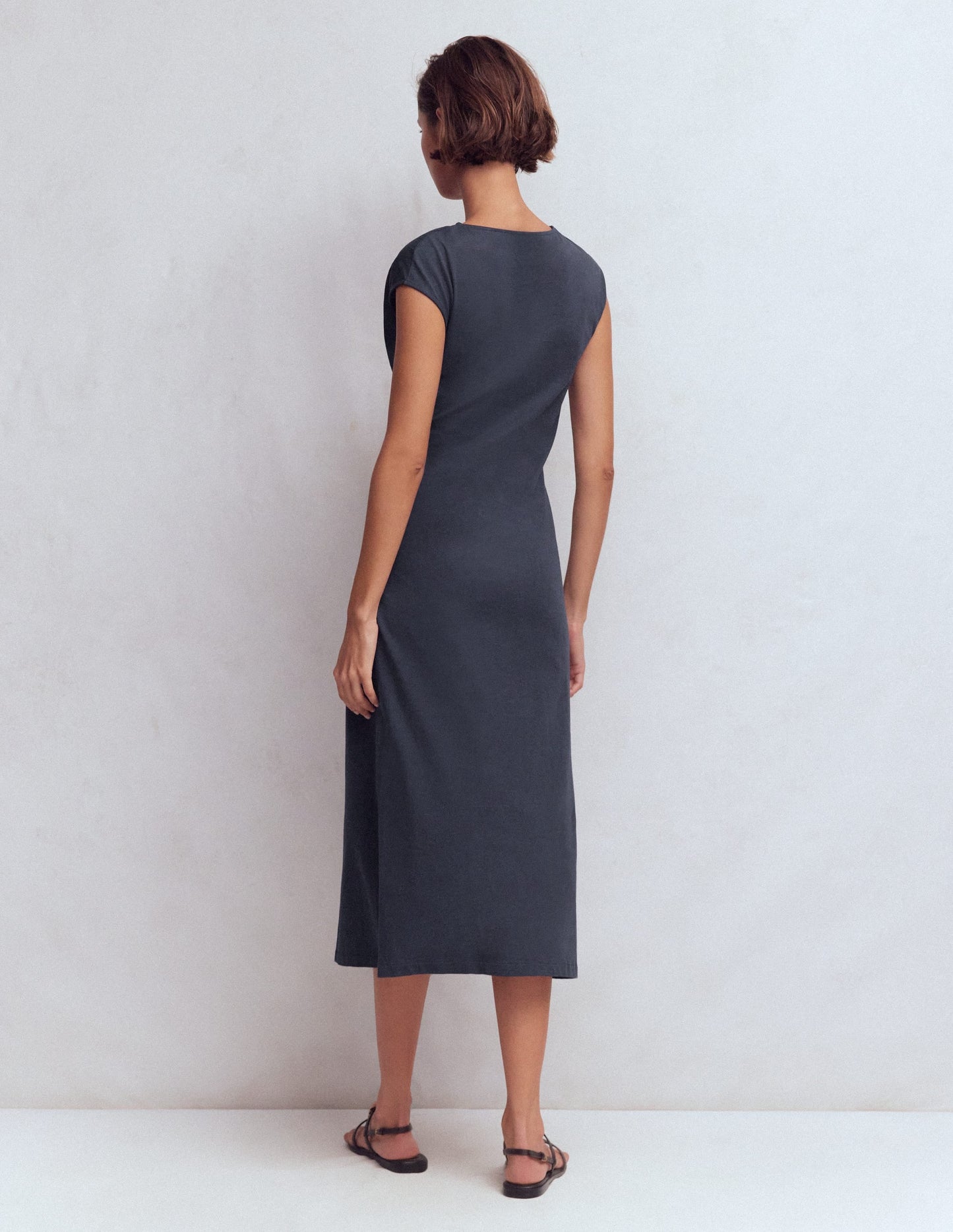 Delilah Twisted Midi Dress-Navy