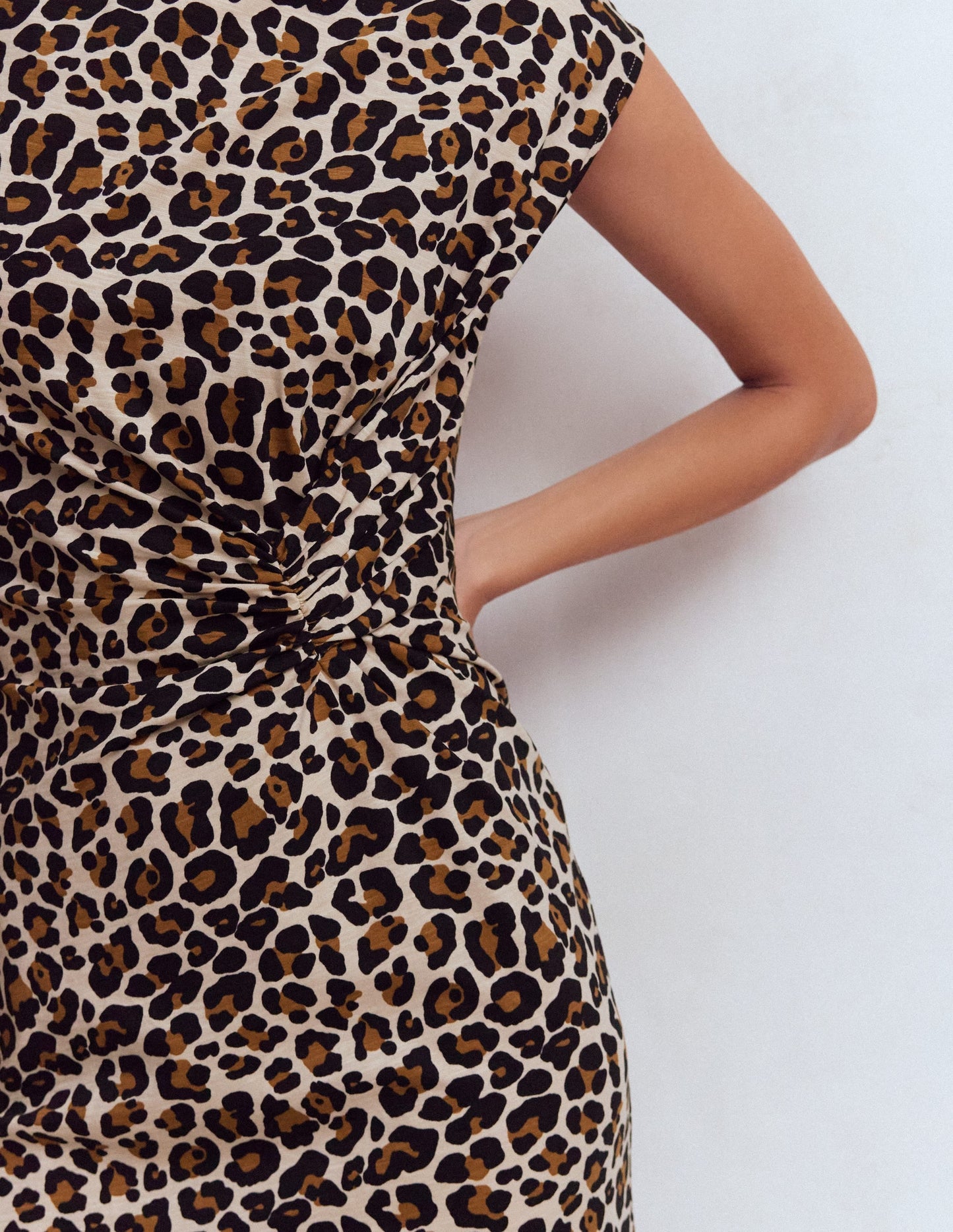 Delilah Twisted Midi Dress-Almond Milk, Cheetah Pop