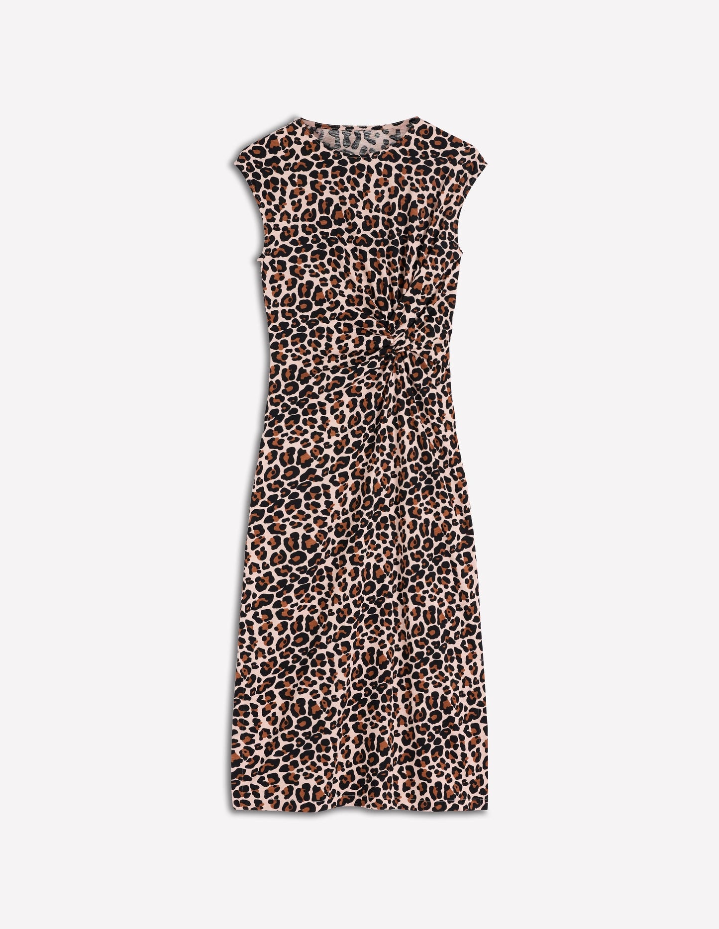 Delilah Twisted Midi Dress-Almond Milk, Cheetah Pop