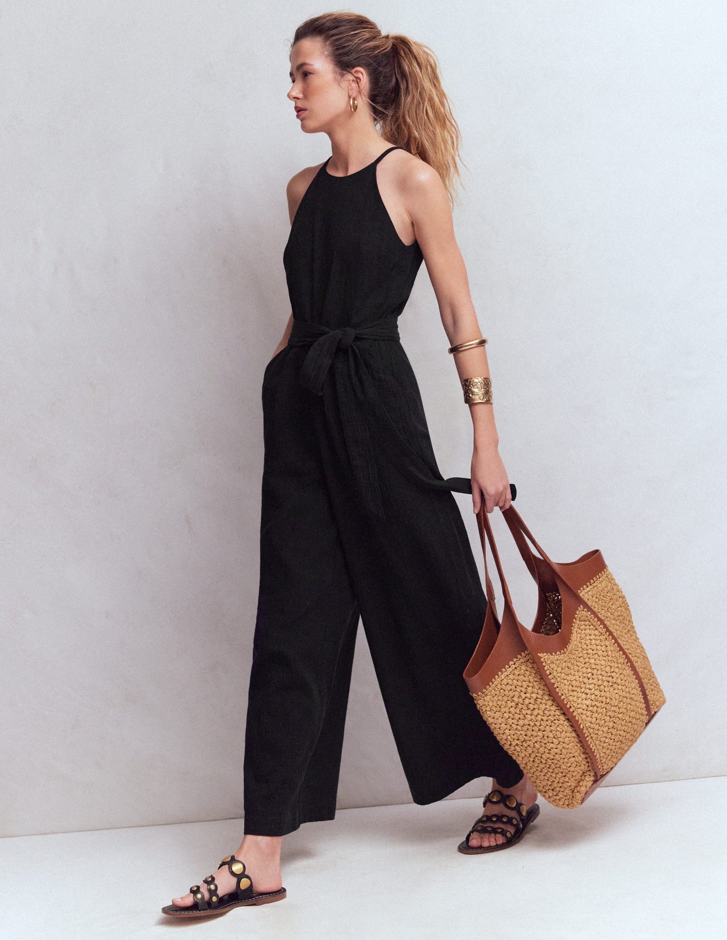 Rosa Double Cloth Jumpsuit-Black