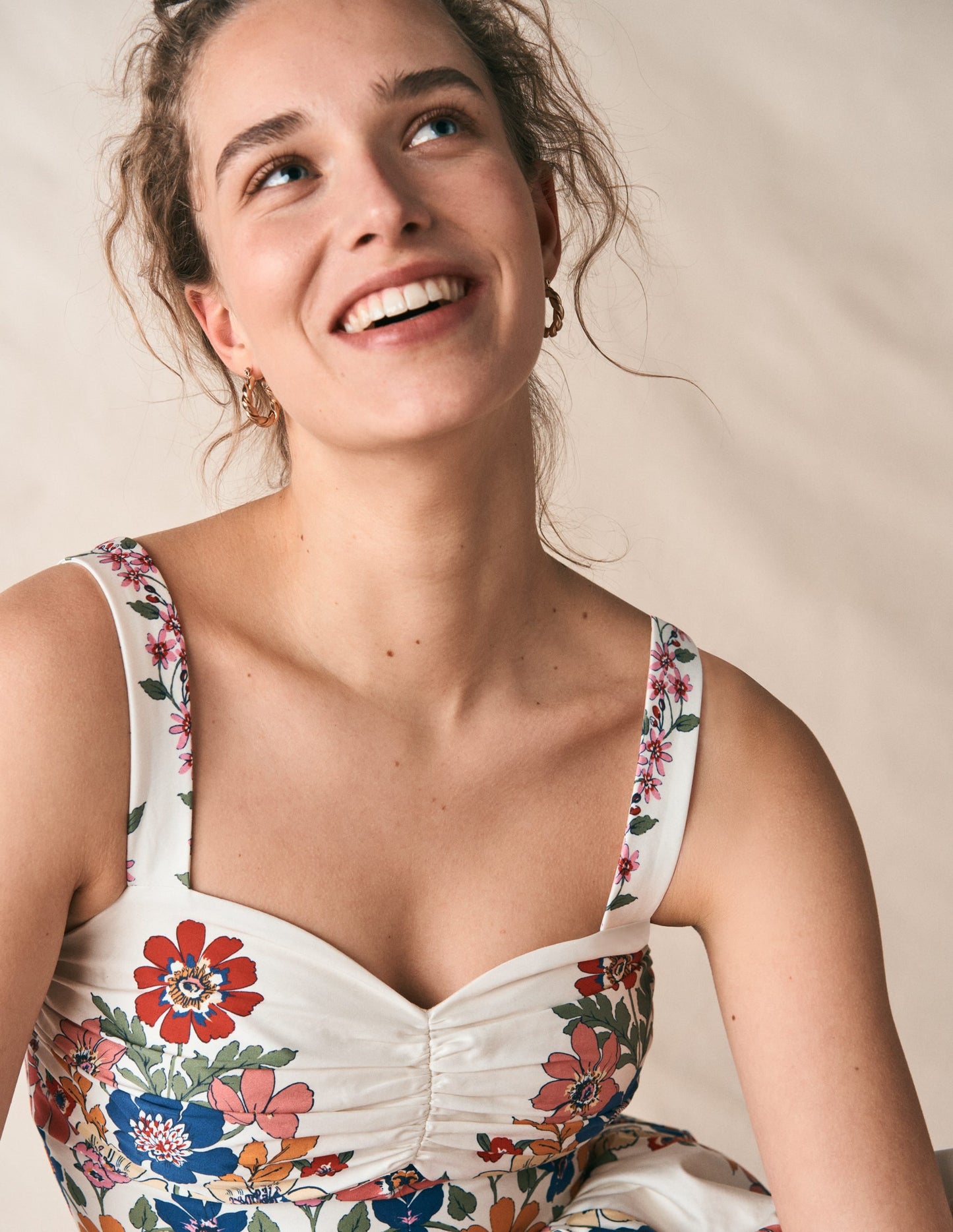 Fit and Flare Midi Dress-Multi Meadow Flowers Lattice