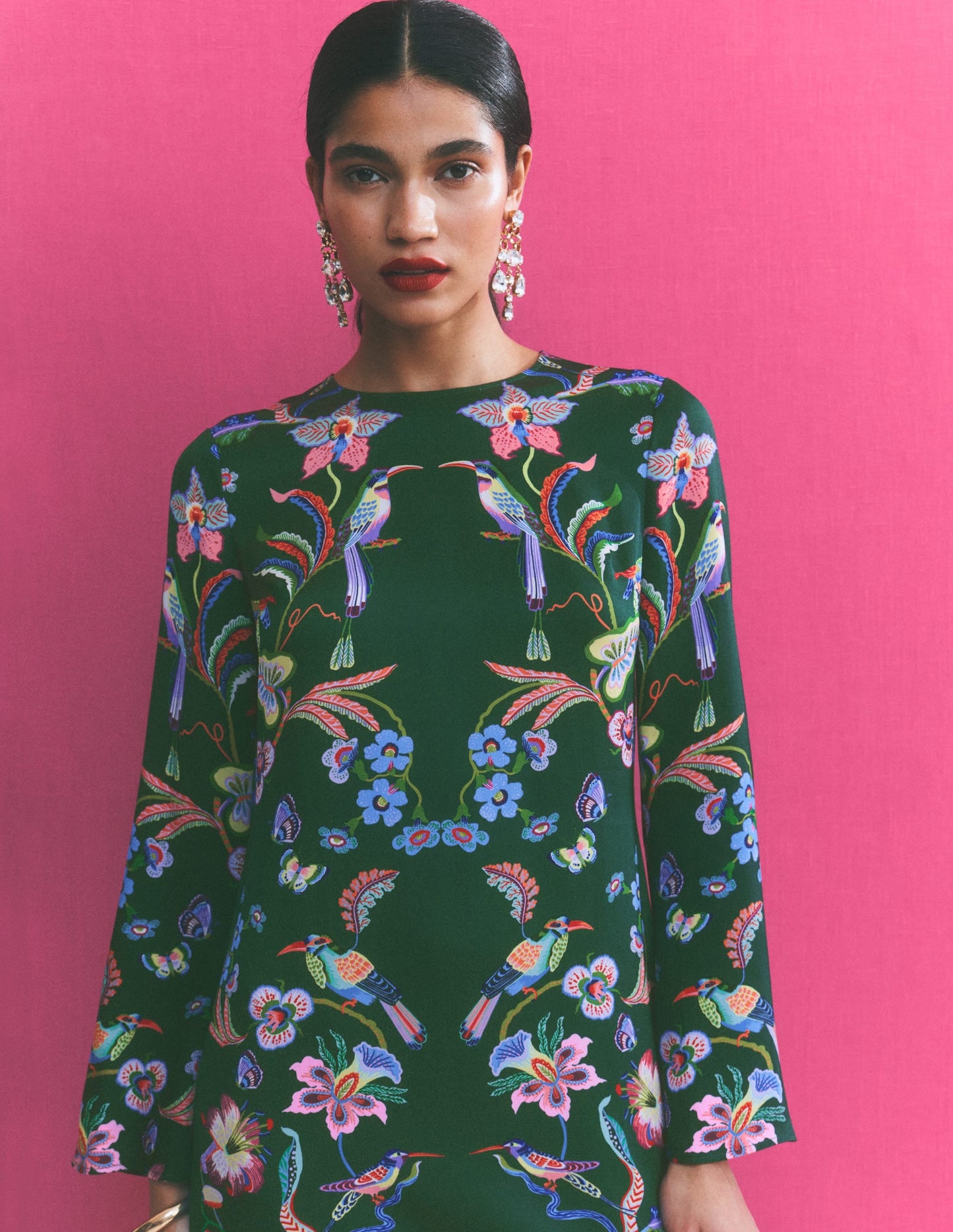 Flared Sleeve Shift Dress-Multi, Orchid Canopy