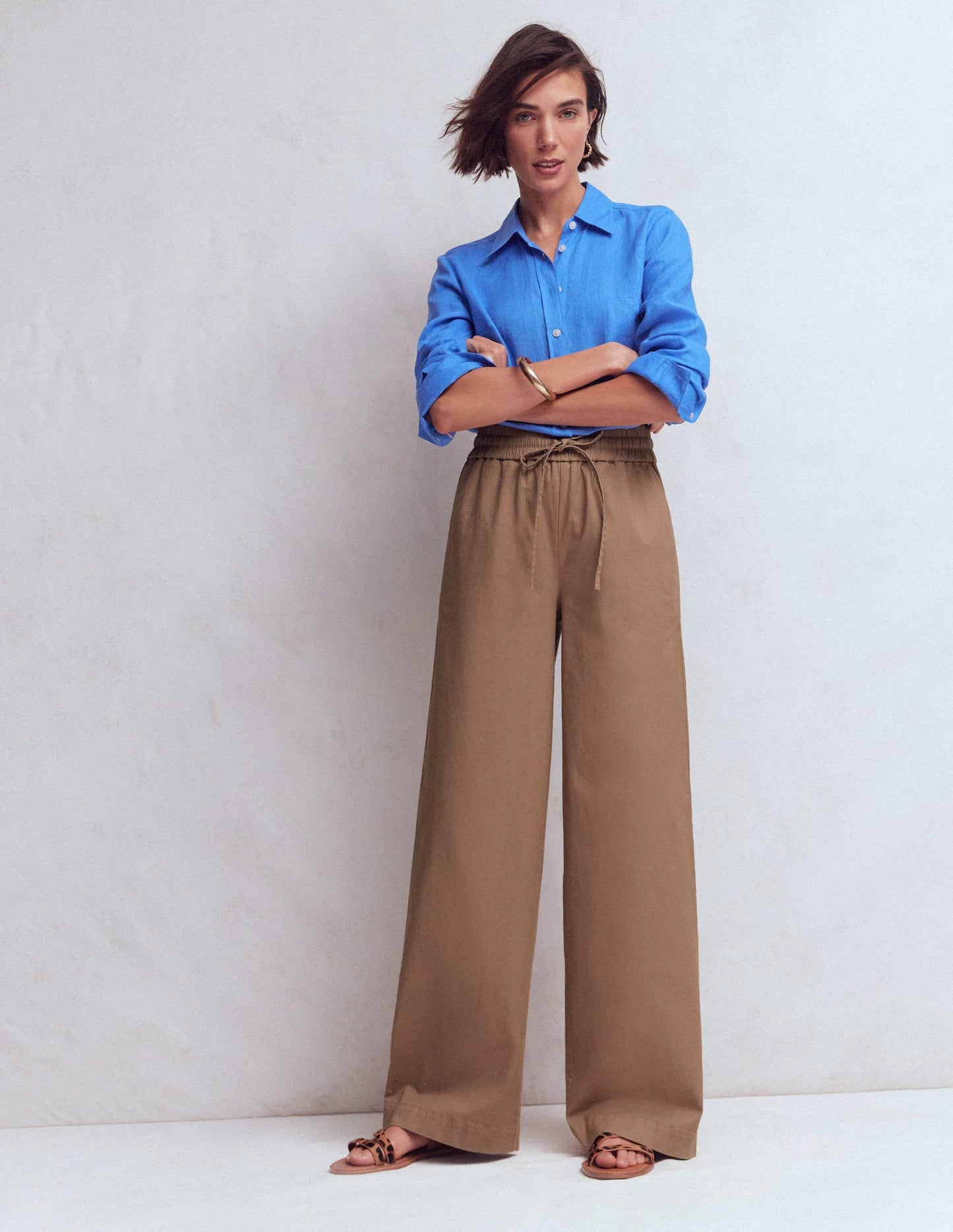 Greenwich Tie Waist Trousers-Cappuccino