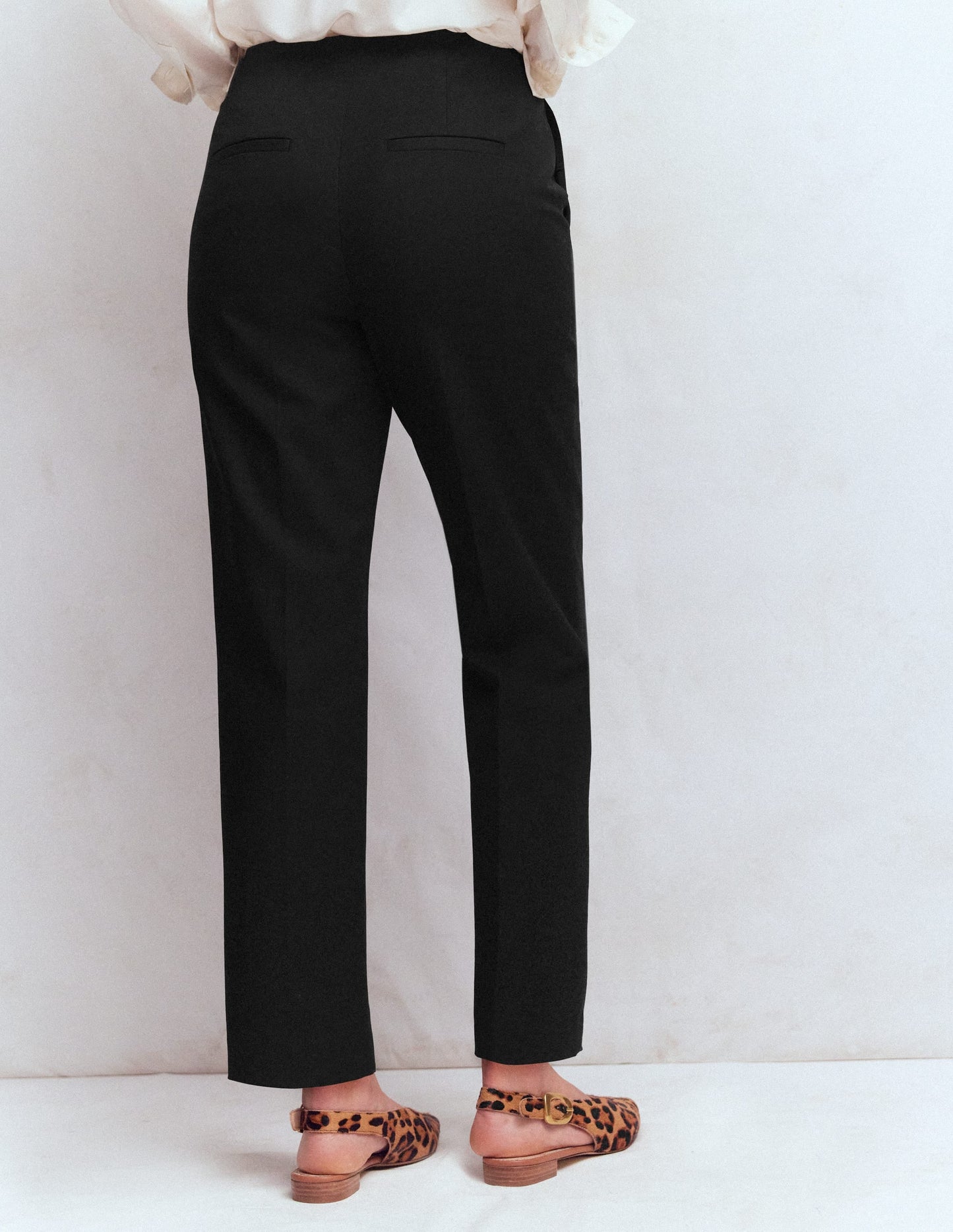 Slim Leg Cotton Trousers-Black