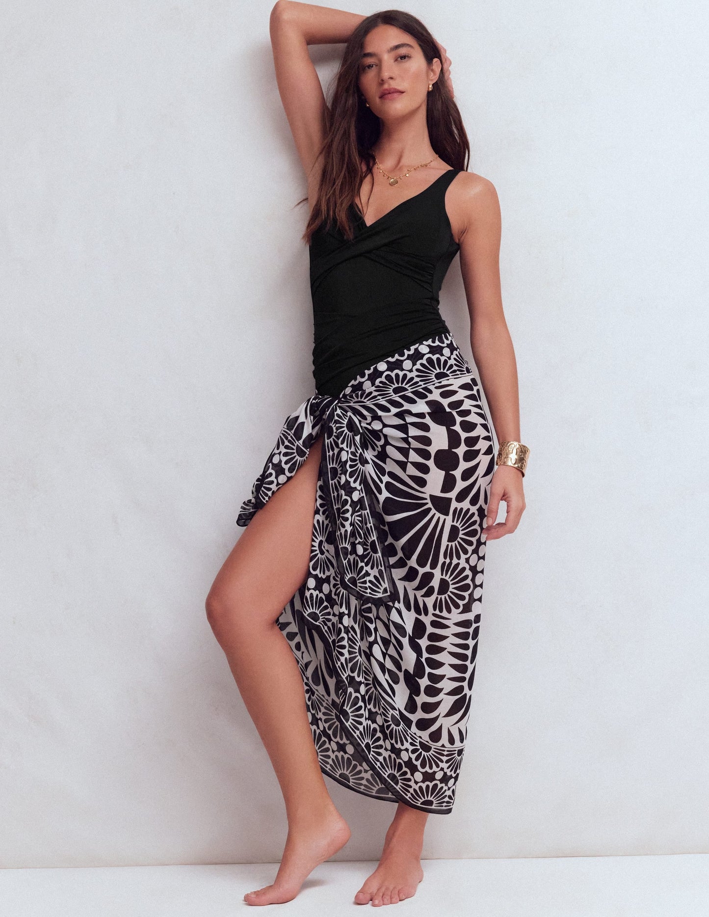 Cannes Cross Wrap Swimsuit-Black