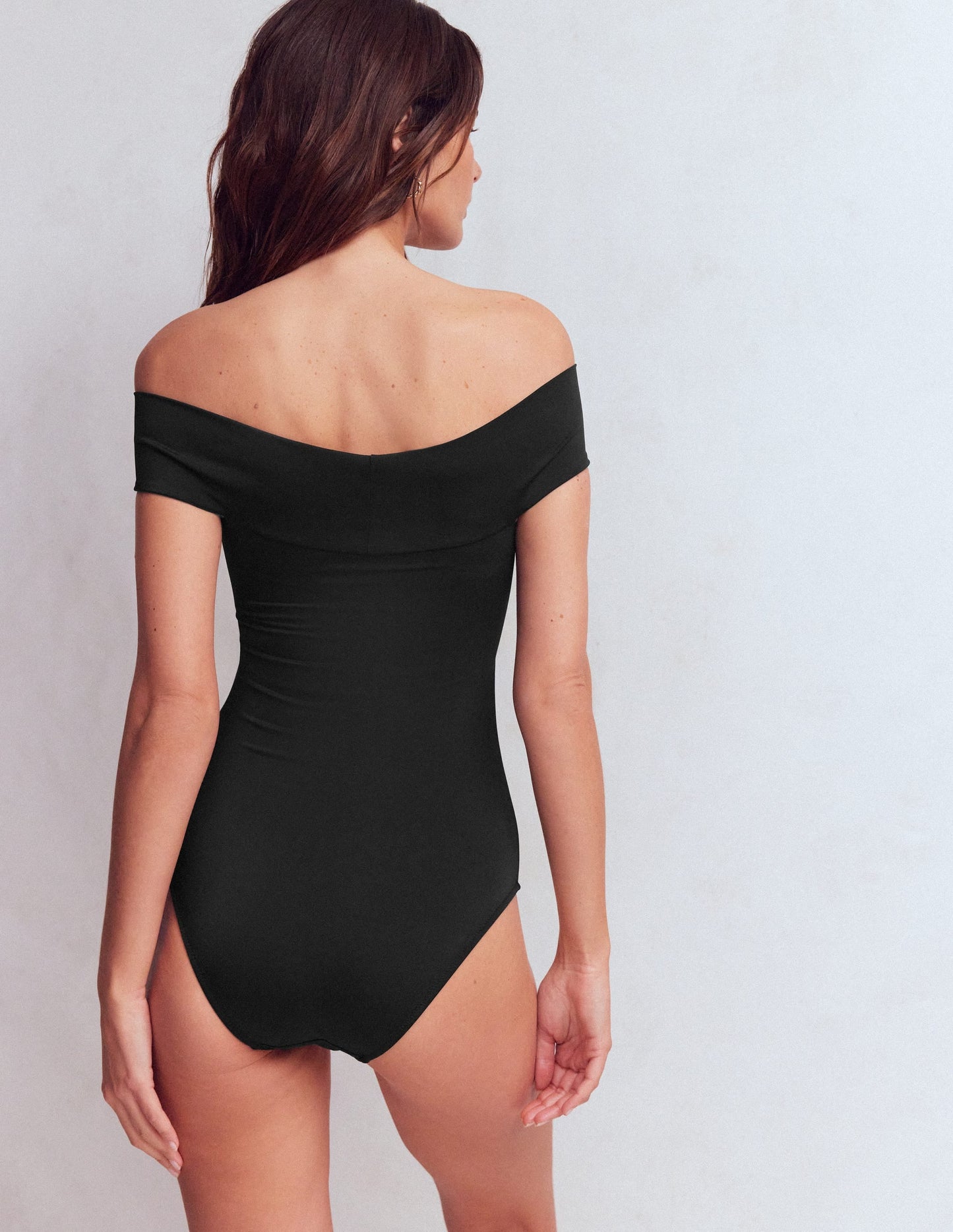 Bardot Wrap Swimsuit-Black