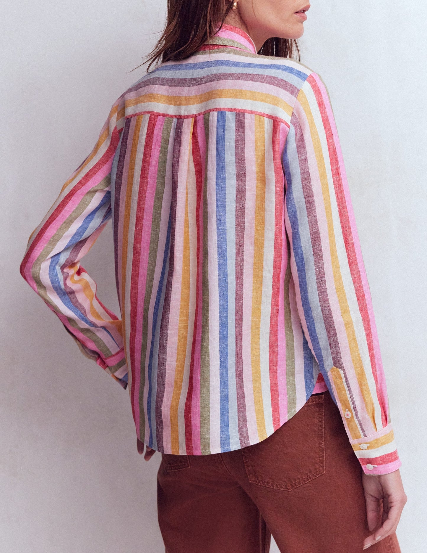 Sienna Linen Shirt-Pink, Green, Purple Multi