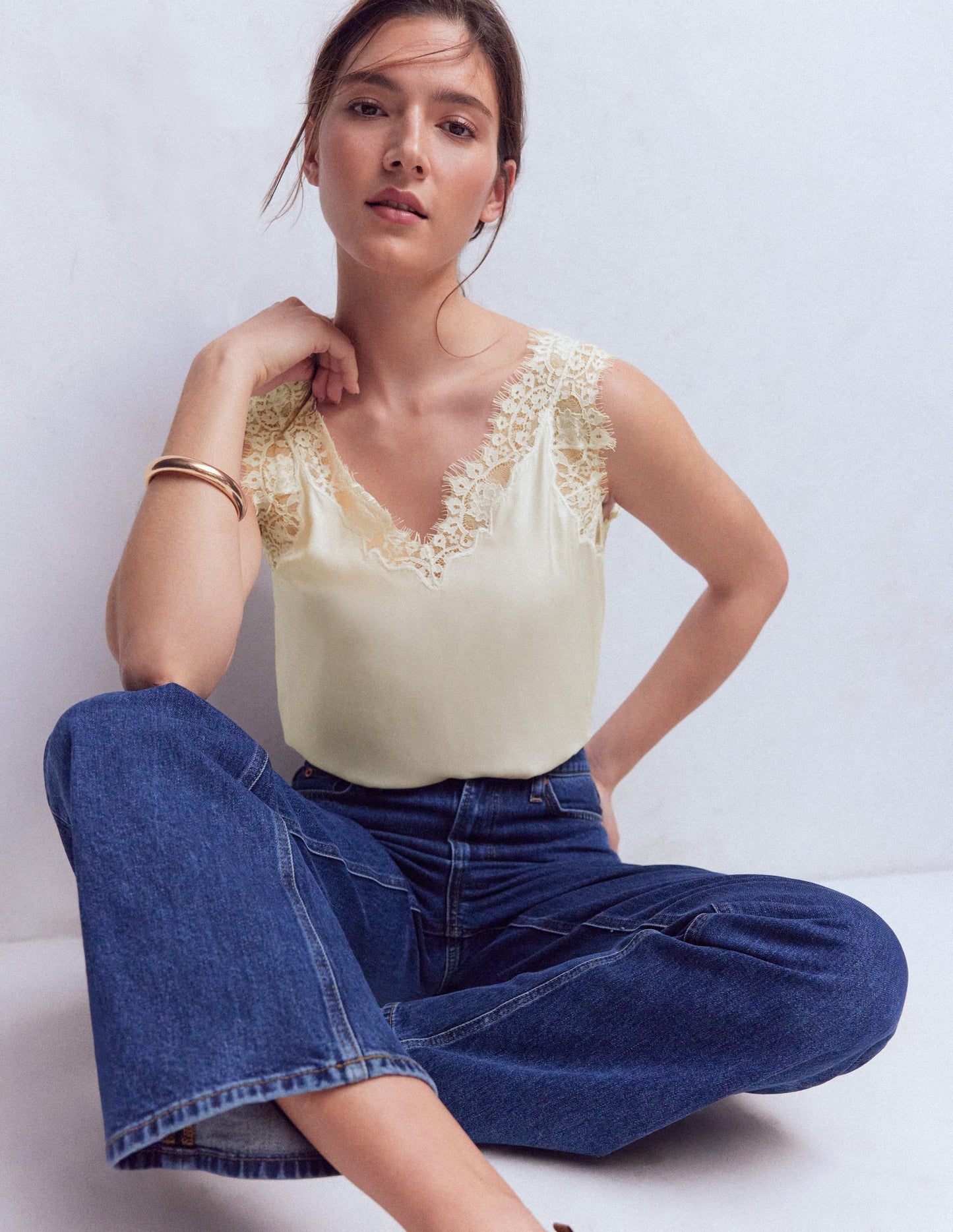 Ara Silk Blend Lace Cami-Ivory