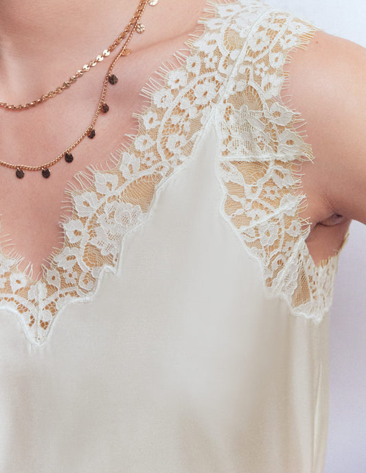 Ara Silk Blend Lace Cami-Ivory