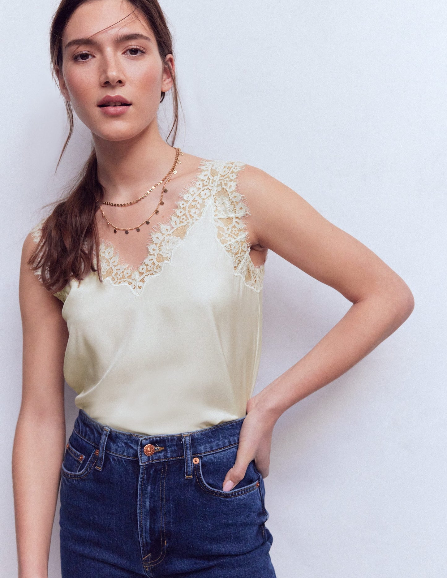 Ara Silk Blend Lace Cami-Ivory