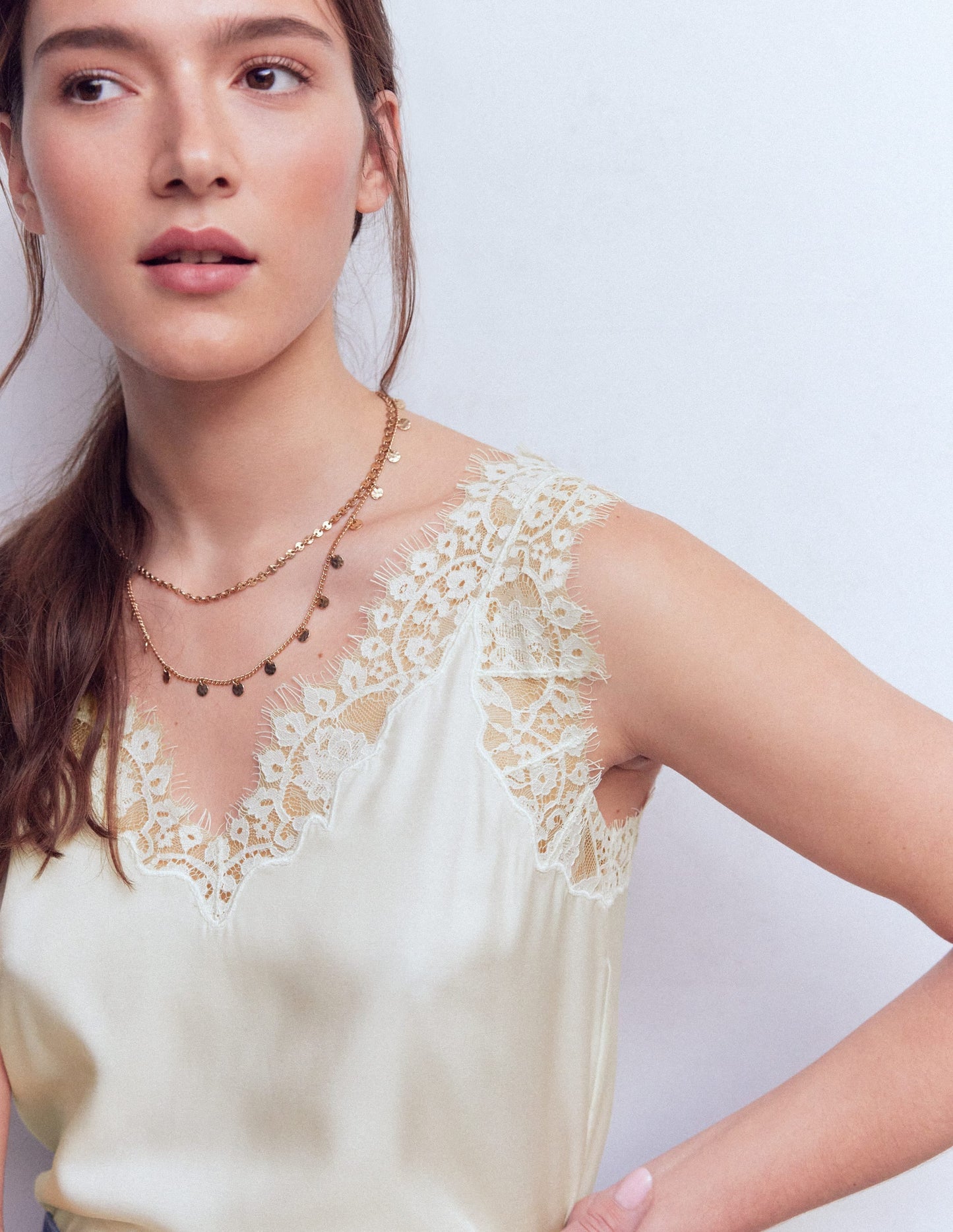 Ara Silk Blend Lace Cami-Ivory