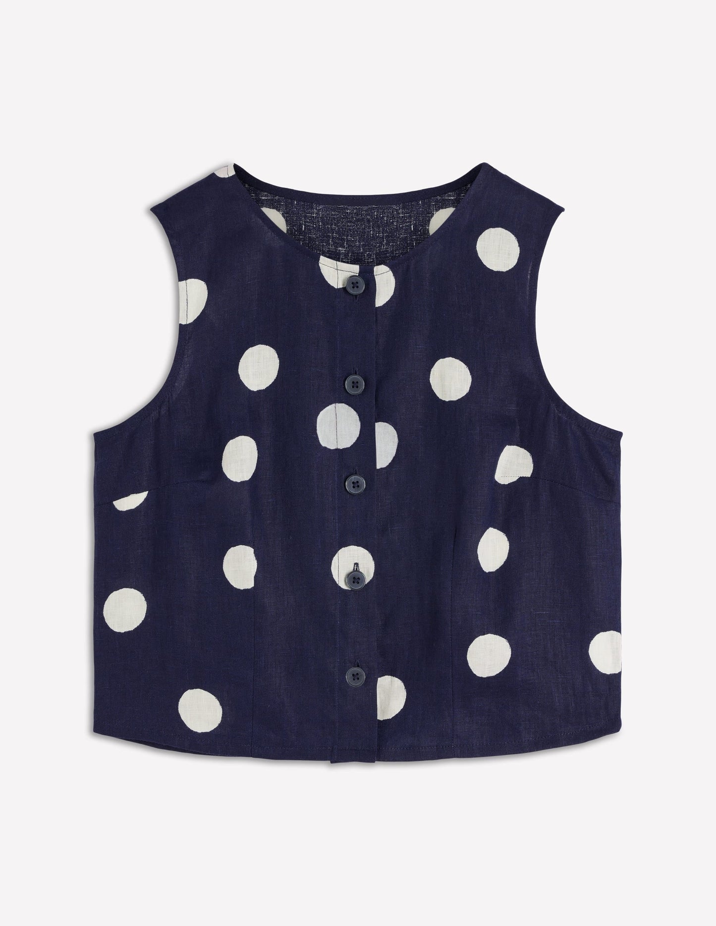 Andrea Linen Shell Top-French Navy, Painted Dot