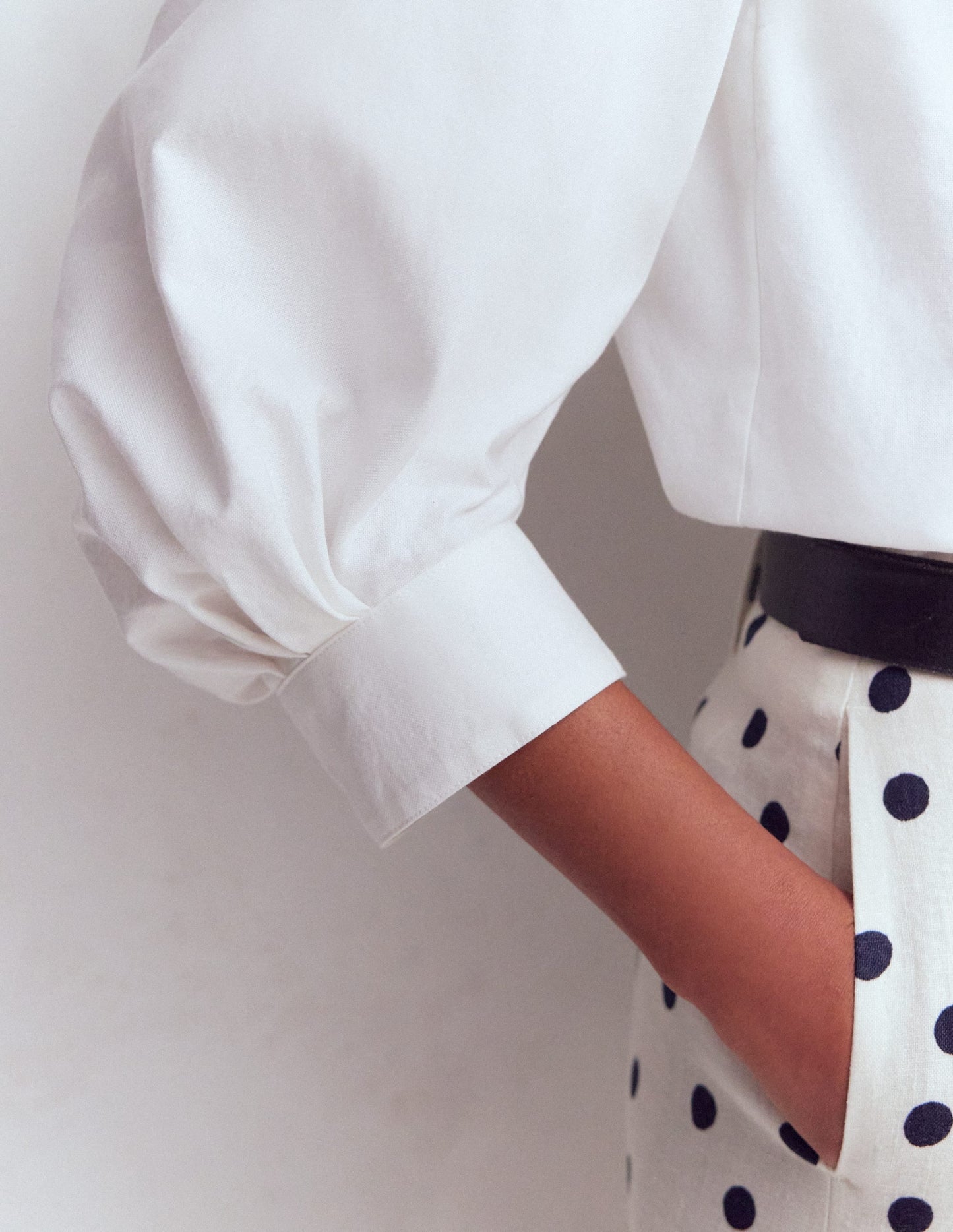 Puff Sleeve Oxford Shirt-White