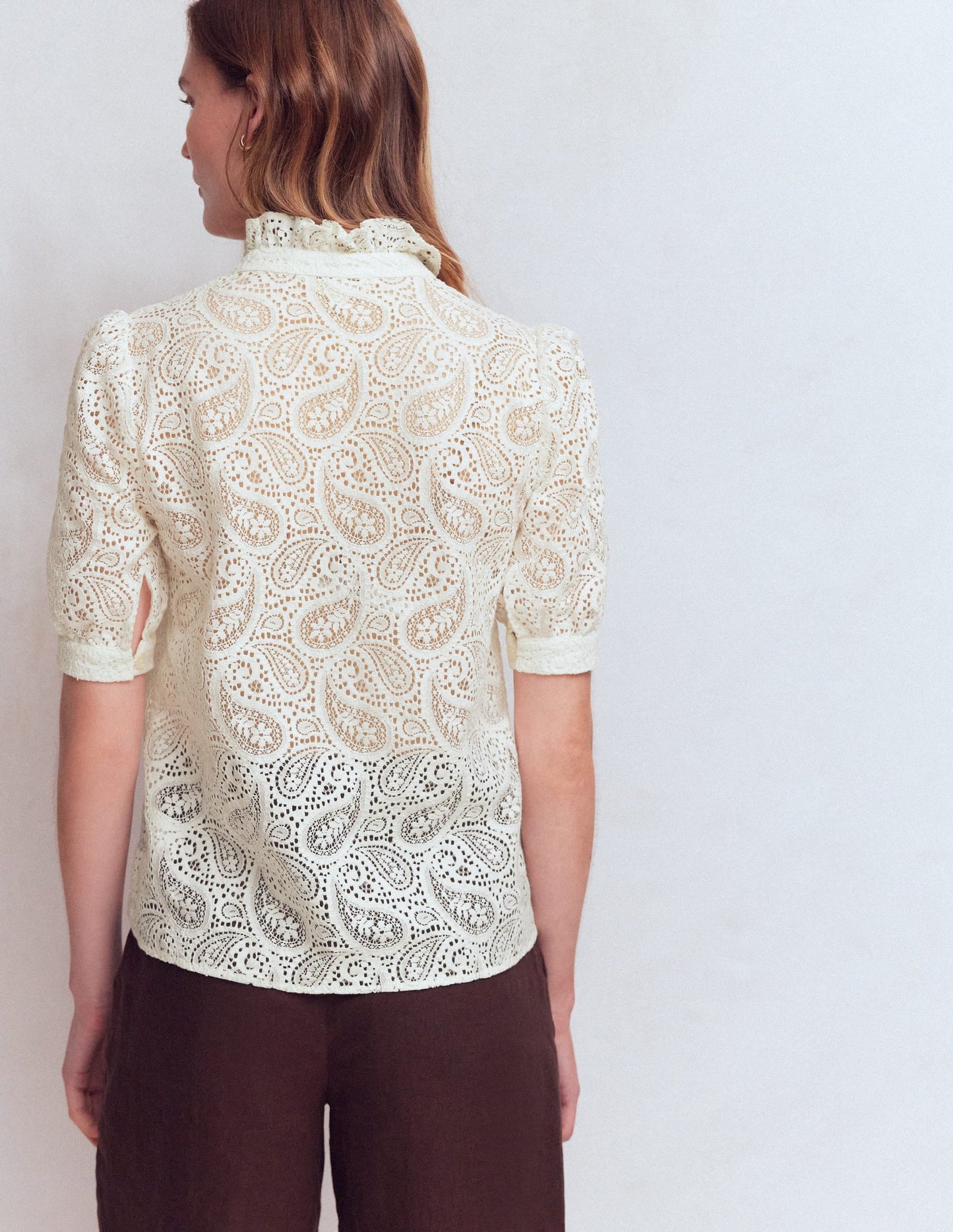 Sasha Short Sleeve Lace Top-Ivory