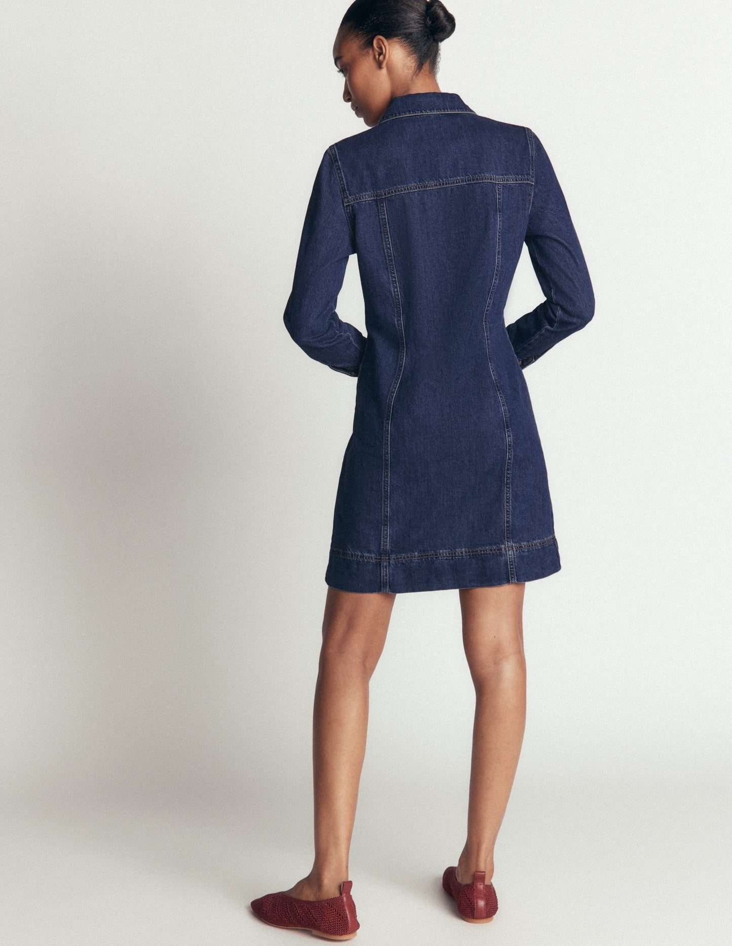 Fleur Denim Short Dress-Mid Vintage Denim