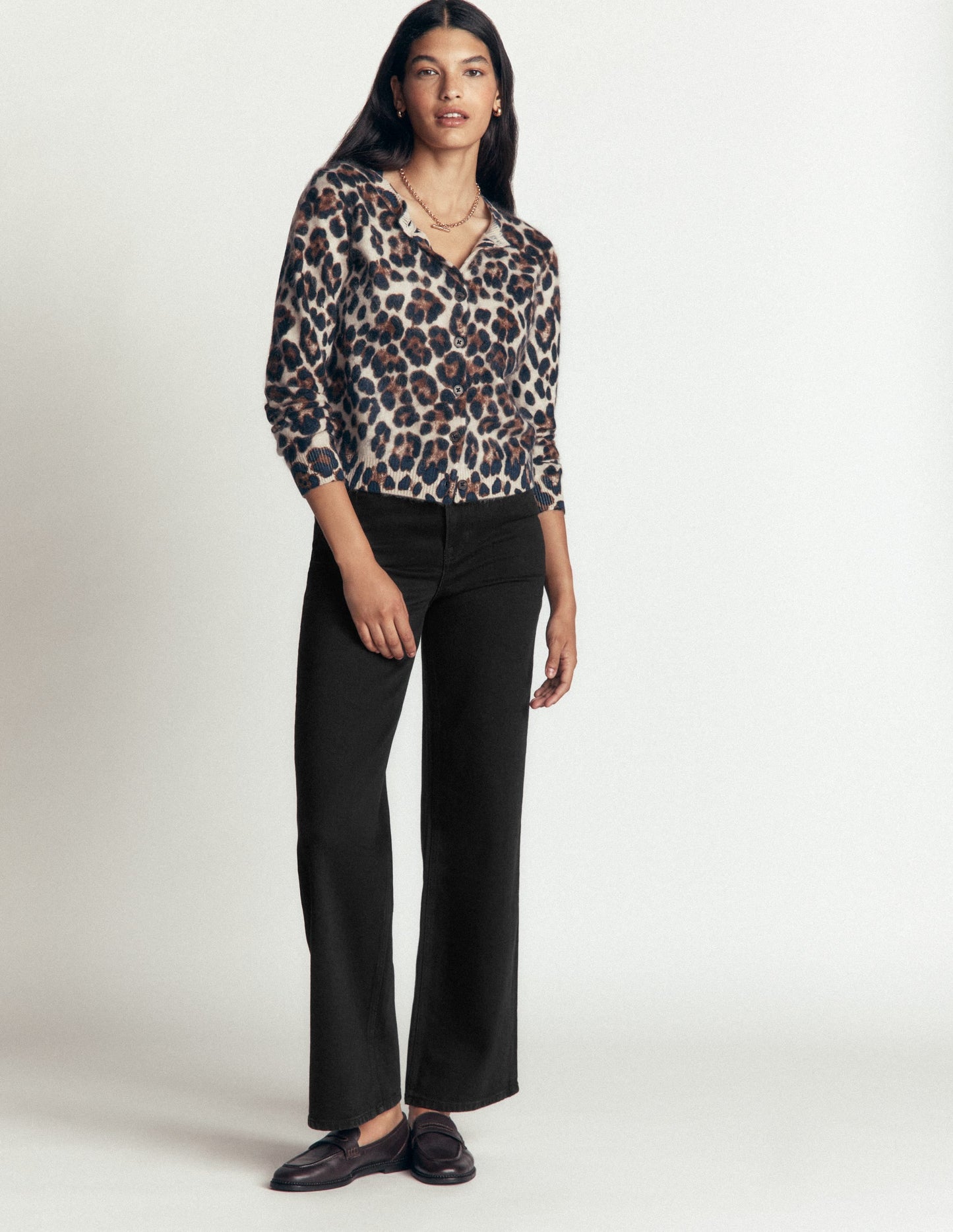 High Rise Column Leg Jeans-Black