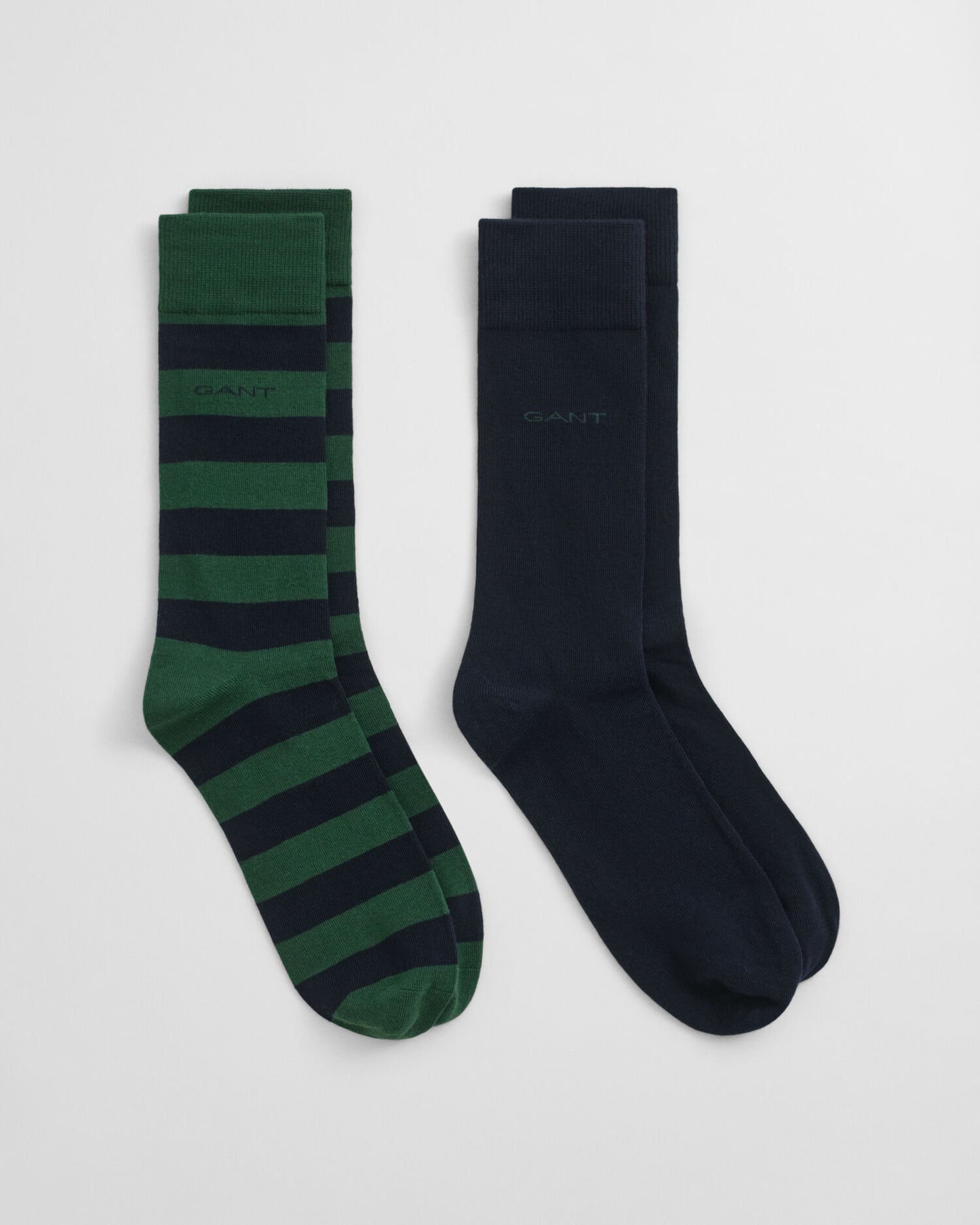 2er-Pack gestreifte und unifarbene Socken