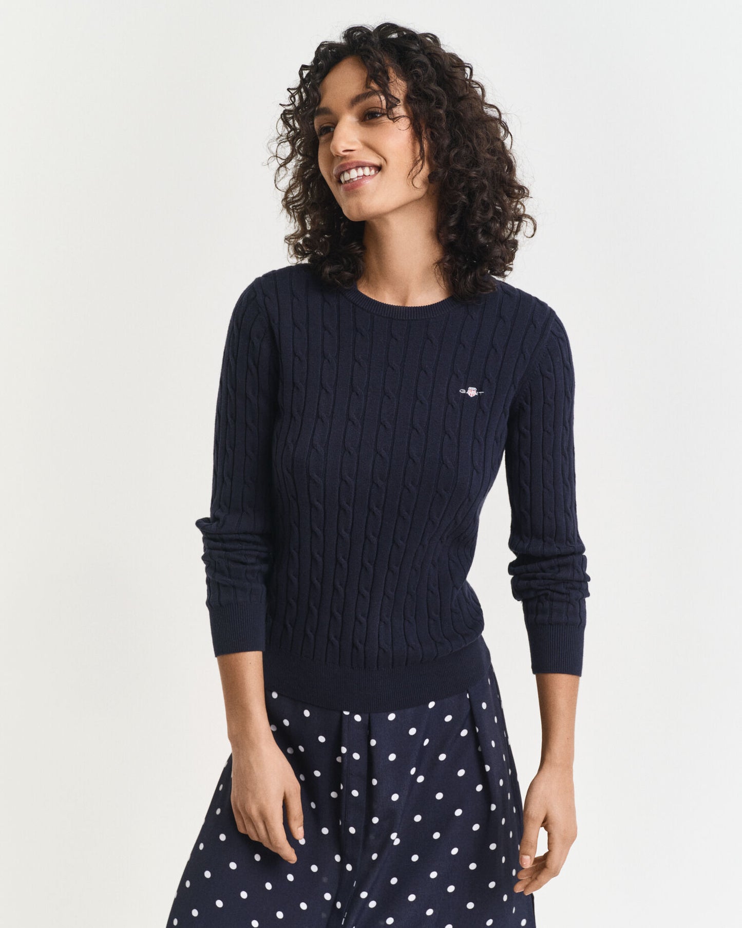 Pull Ras du Cou en Maille Torsadée en Coton Extensible