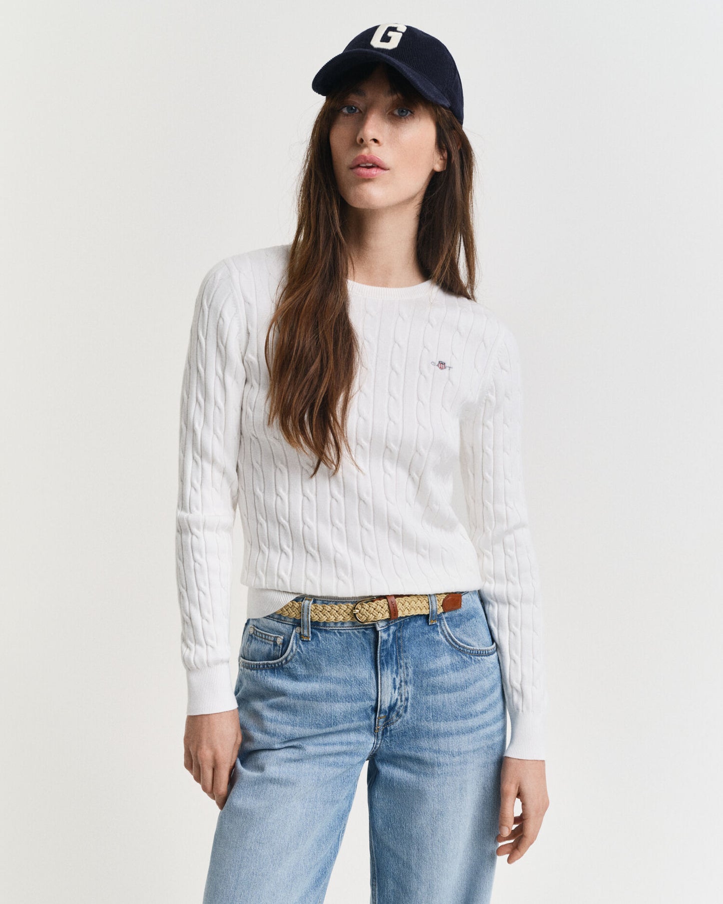 Pull Ras du Cou en Maille Torsadée en Coton Extensible