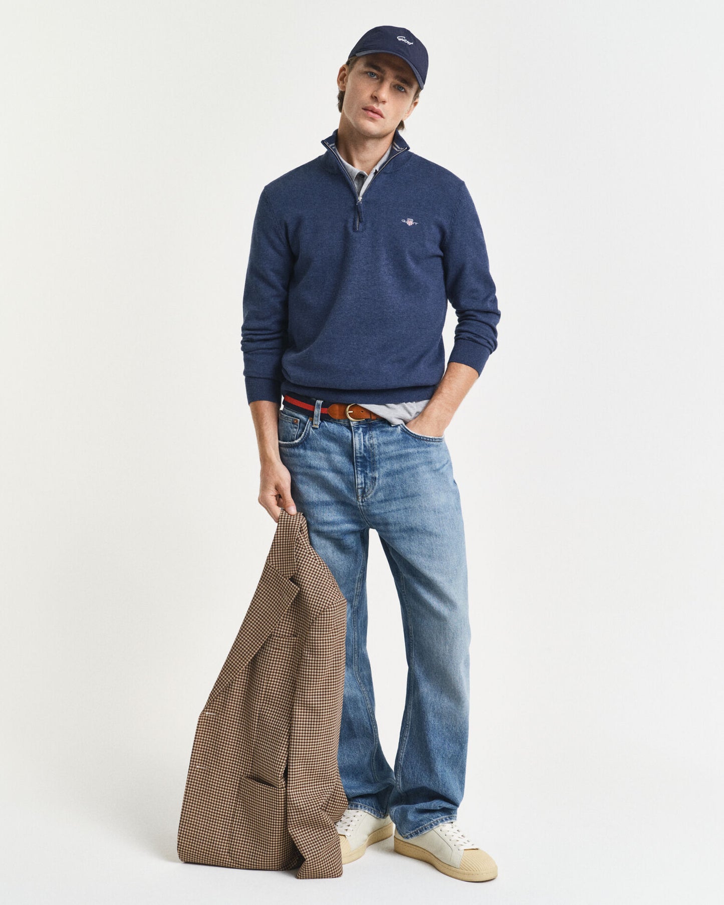 Pull demi-zippé en coton classique