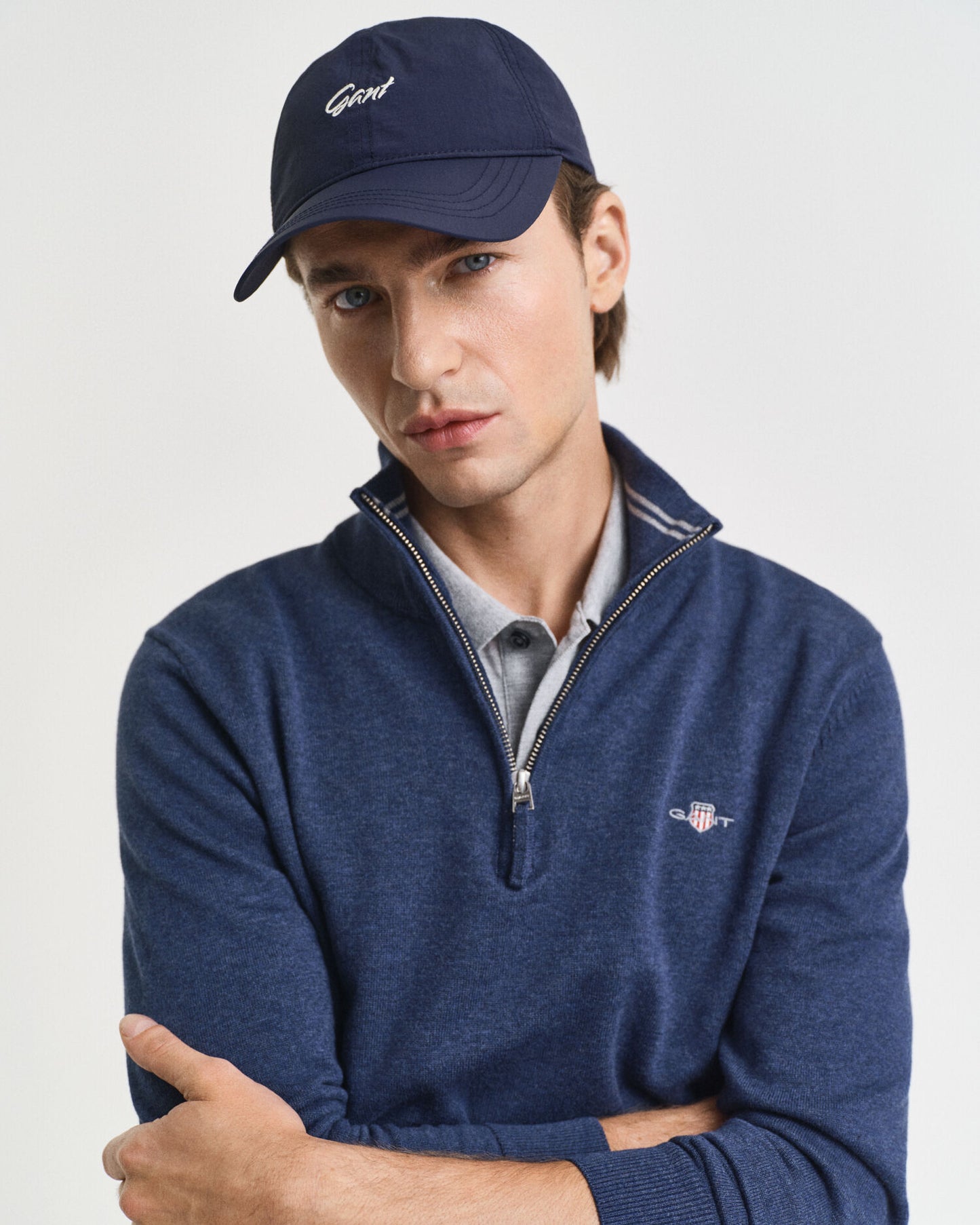 Pull demi-zippé en coton classique