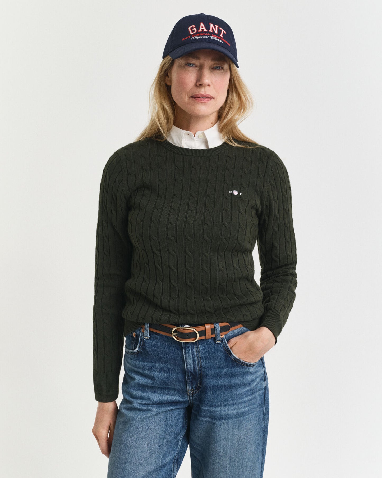 Pull Ras du Cou en Maille Torsadée en Coton Extensible