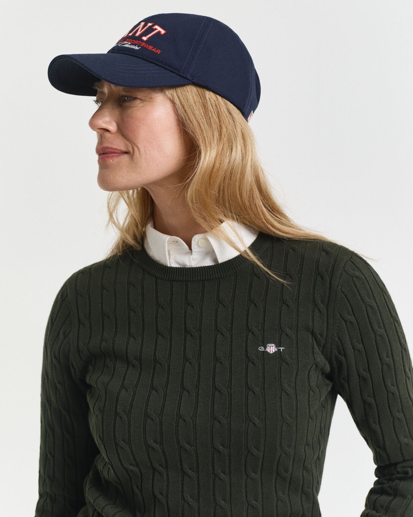 Pull Ras du Cou en Maille Torsadée en Coton Extensible